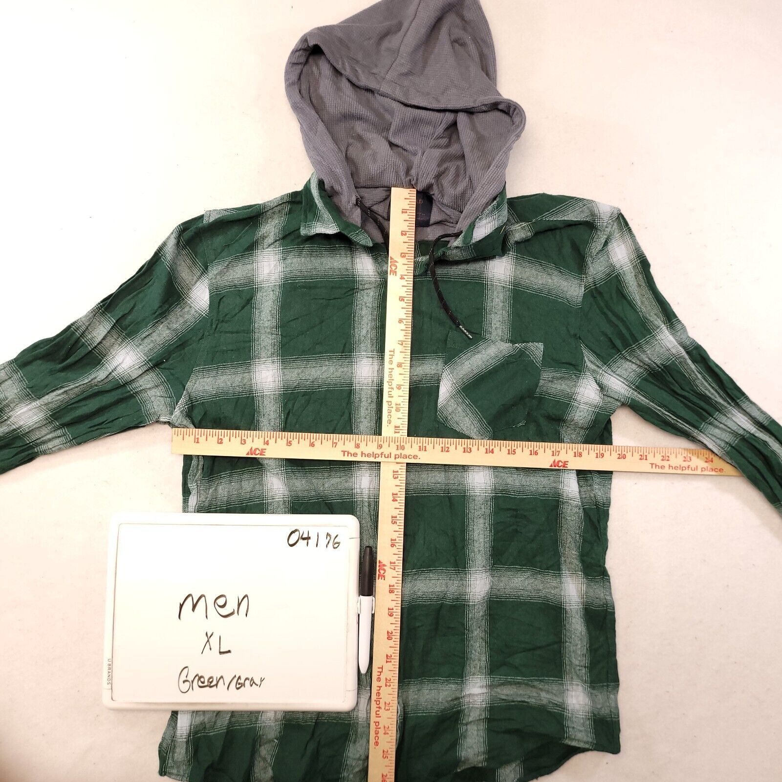 Nomad Nomad Casual Long Hoodie Mens Size XL Green White Gray Plaid Size US XL / EU 56 / 4 - 6 Thumbnail
