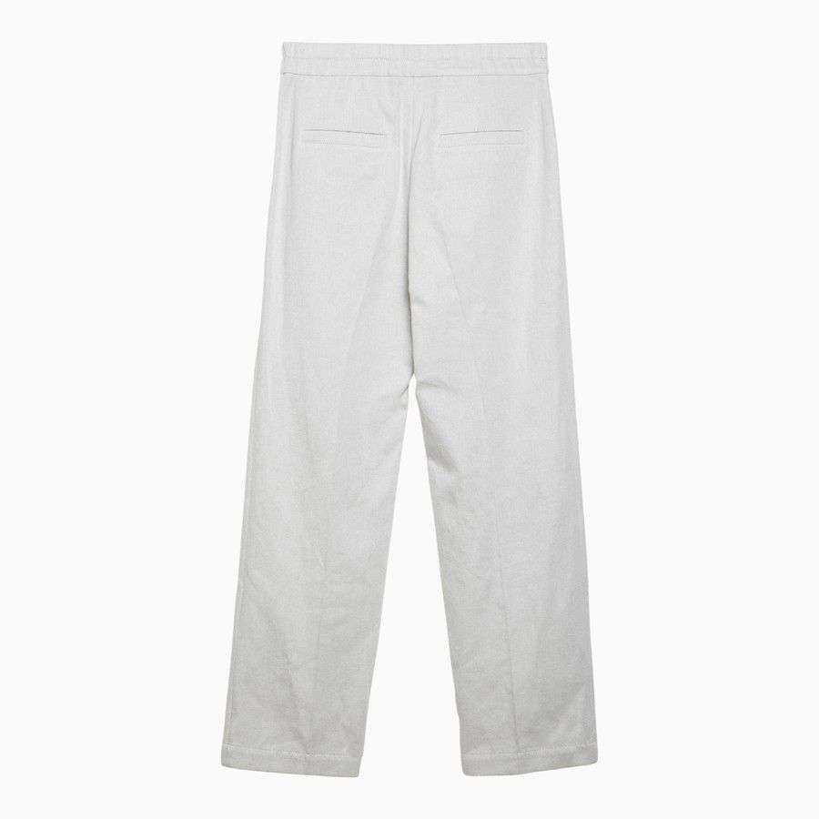 Brunello Cucinelli o1d2blof0824 Linen-Blend Trousers in White Size 27" / US 4 / IT 40 - 2 Thumbnail