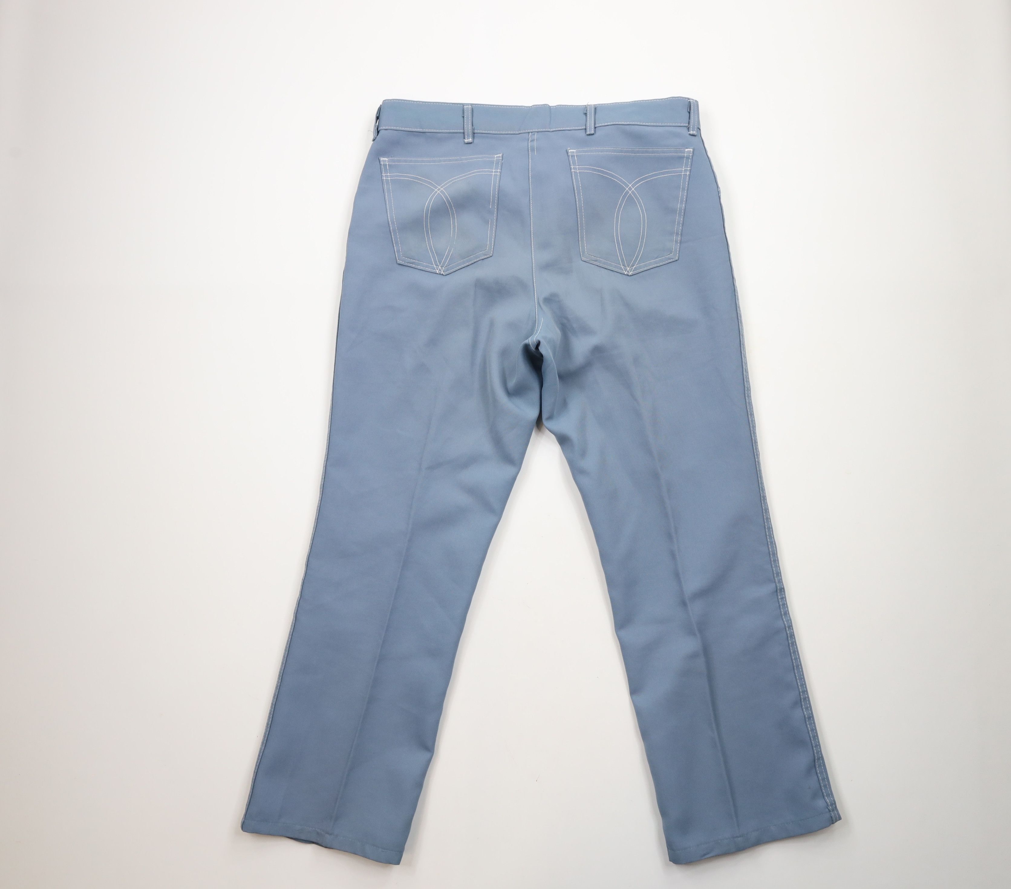 Vintage Vintage 70s Streetwear Flared Wide Leg Chino Pants Blue USA Size US 36 / EU 52 - 8 Thumbnail
