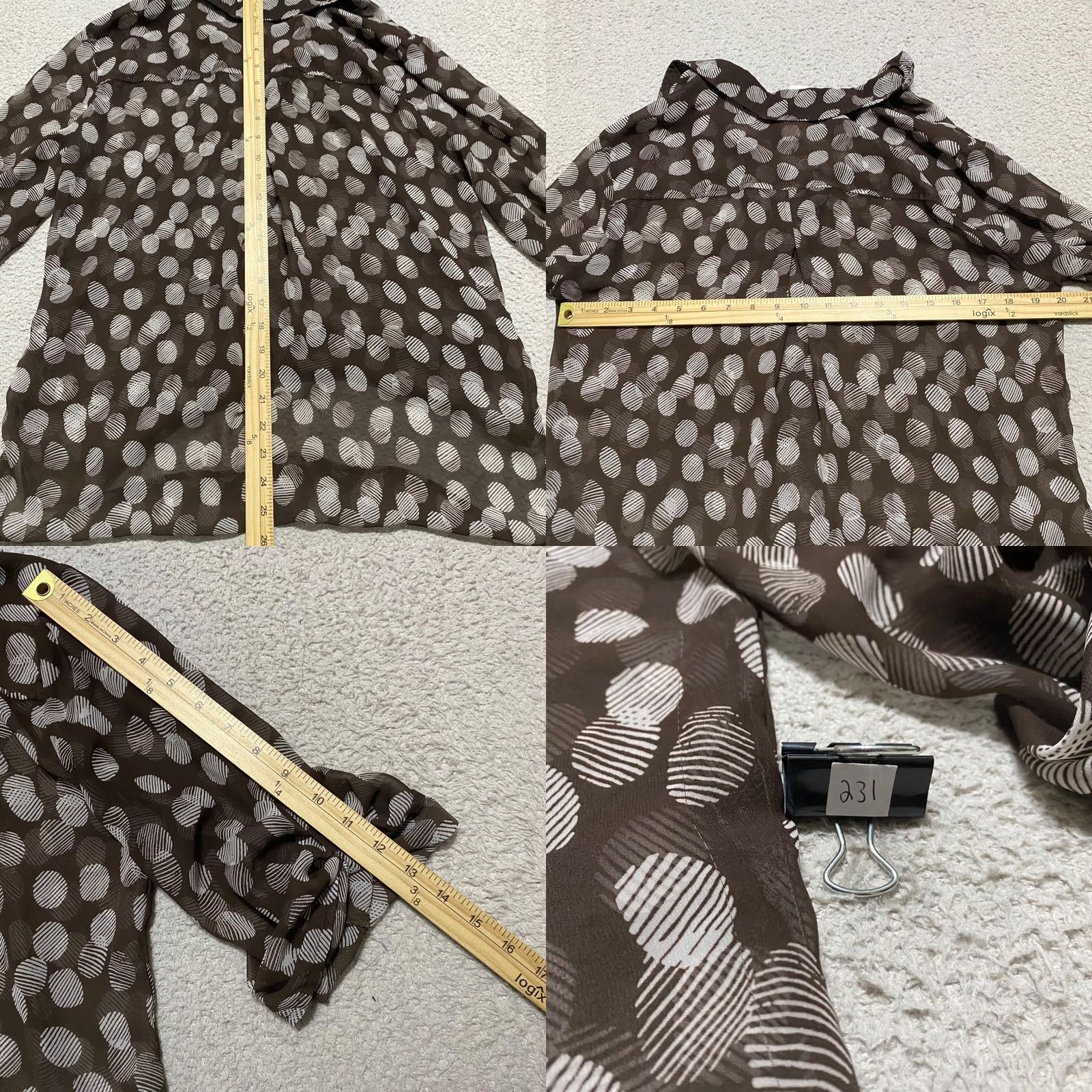 Vintage Chico's Womens XL Shirt Black Geometric 3/4 Sleeve Sheer Pullover Roll Tab Size XL / US 12-14 / IT 48-50 - 8 Thumbnail