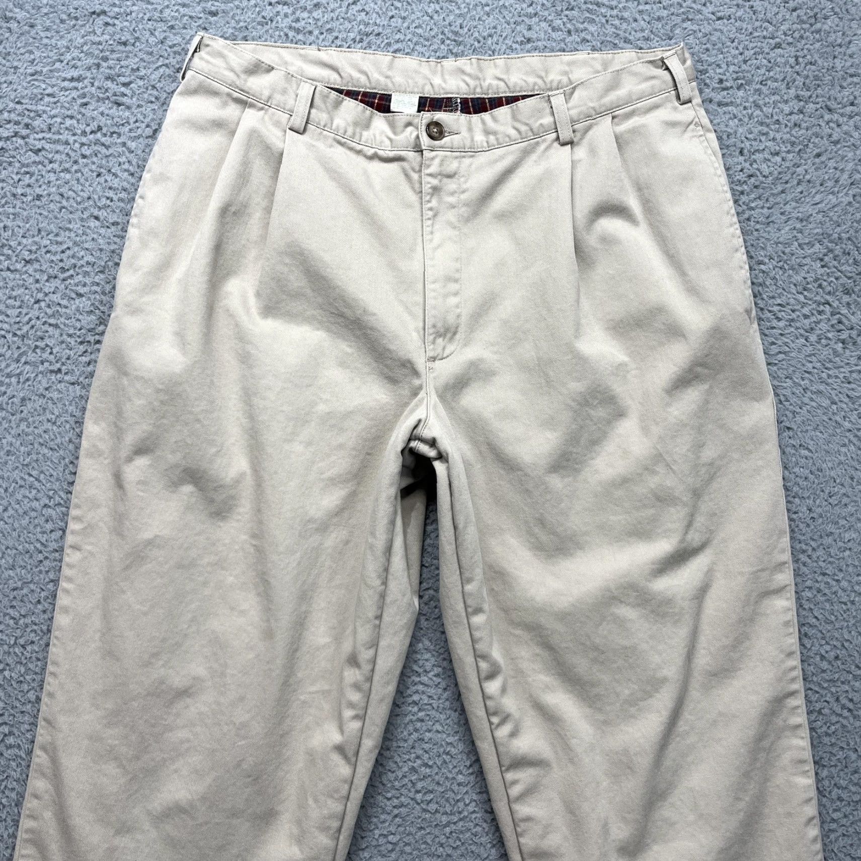 Vintage VINTAGE L.L. Bean Pants Mens 38x30 Khaki Flannel Lined Chino Pleated Beige Classic Sl... Size US 38 / EU 54 - 3 Thumbnail