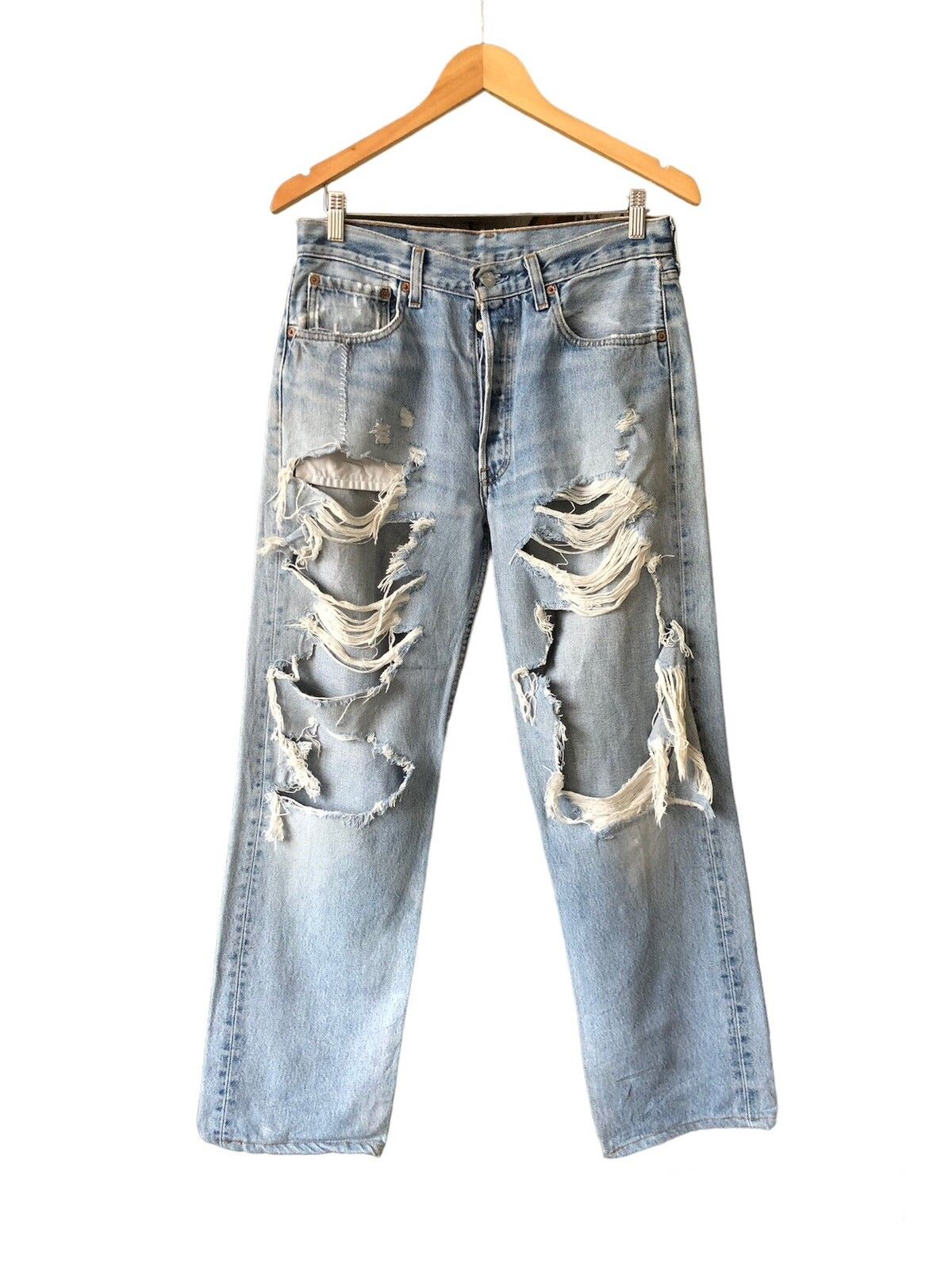 Vintage Rare❗️Vintage 90s Levis 501 Distressed Jeans Like Kapital Size US 30 / EU 46 - 1 Preview