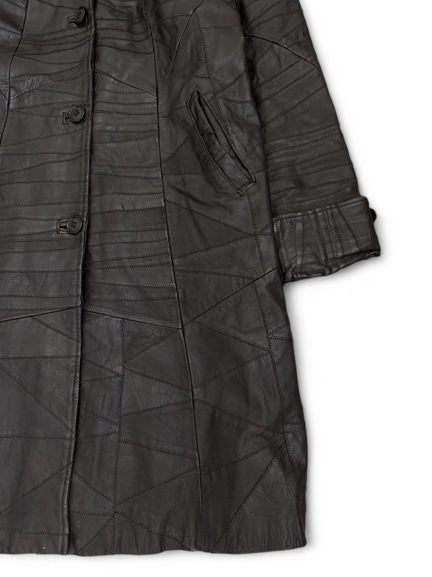 Genuine Leather Vintage Leather Patchwork Trench Jacket Matrix Opium Y2K Size XXL / US 16-18 / IT 52-54 - 6 Thumbnail