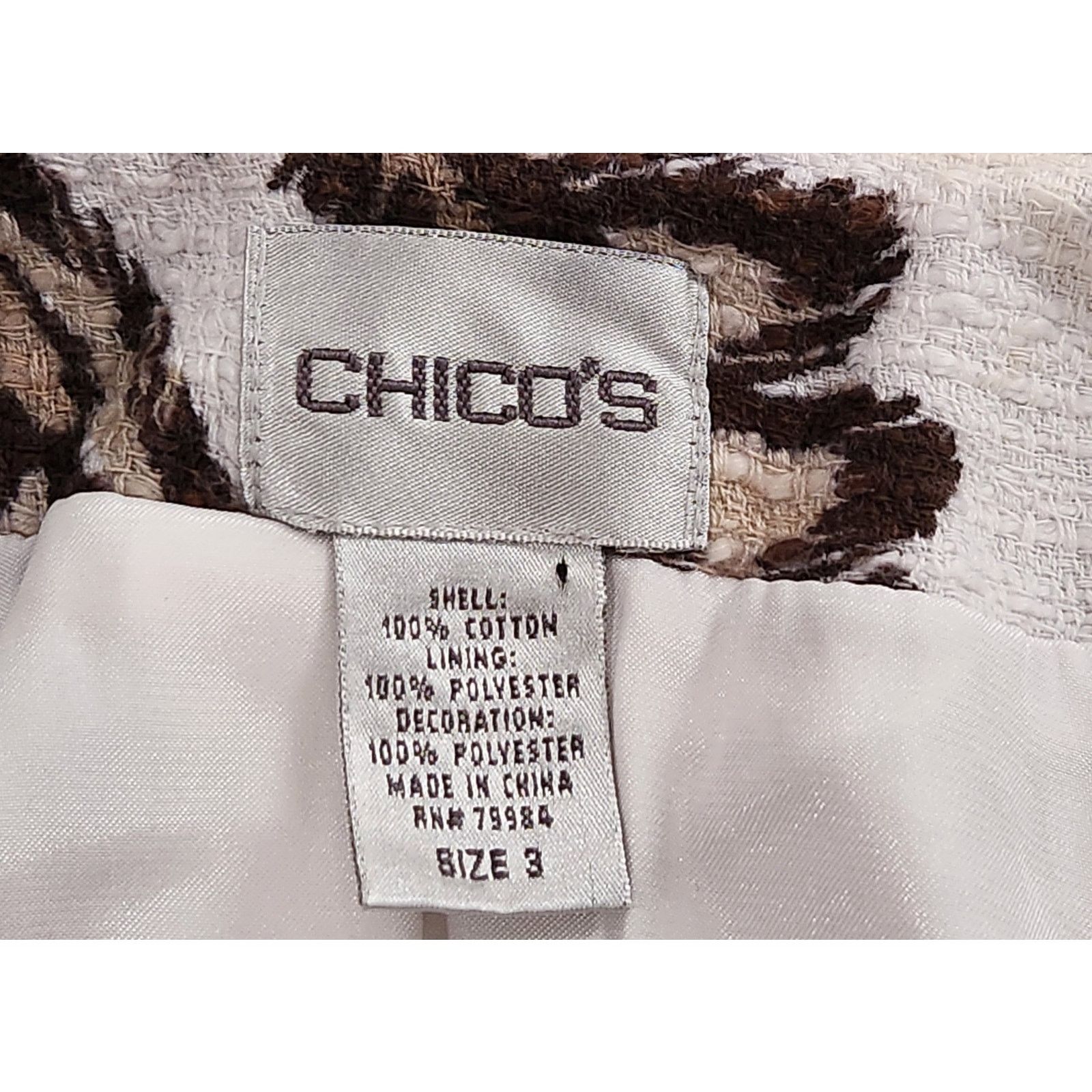 Other VTG Chico's Tan Orange Floral Hook & Eye Blazer 3 XL Lined Size XL / US 12-14 / IT 48-50 - 6 Thumbnail