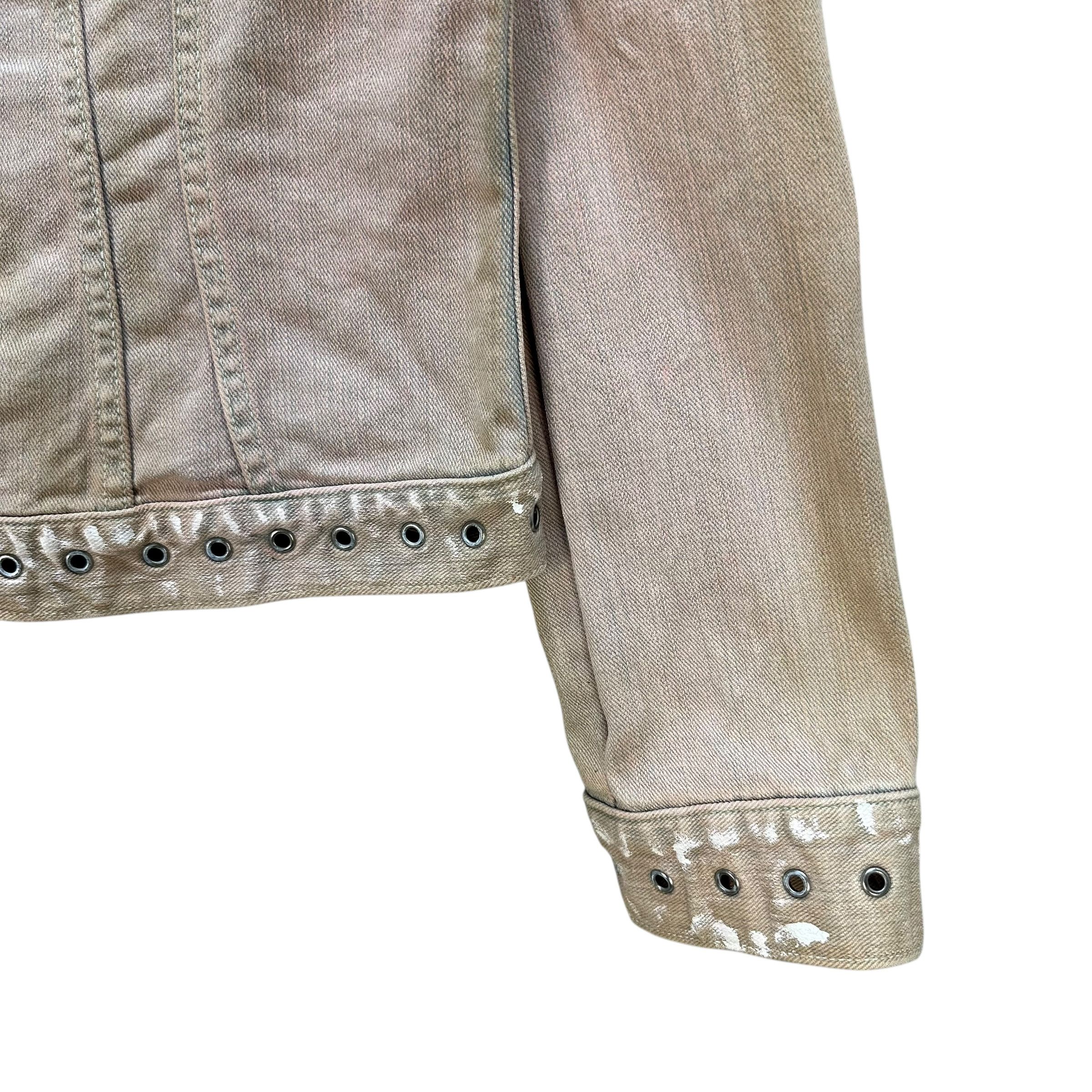 Japanese Brand PLANET REMIX Faded Pink Cropped Jean Jacket #A71-1740 Size M / US 6-8 / IT 42-44 - 7 Thumbnail