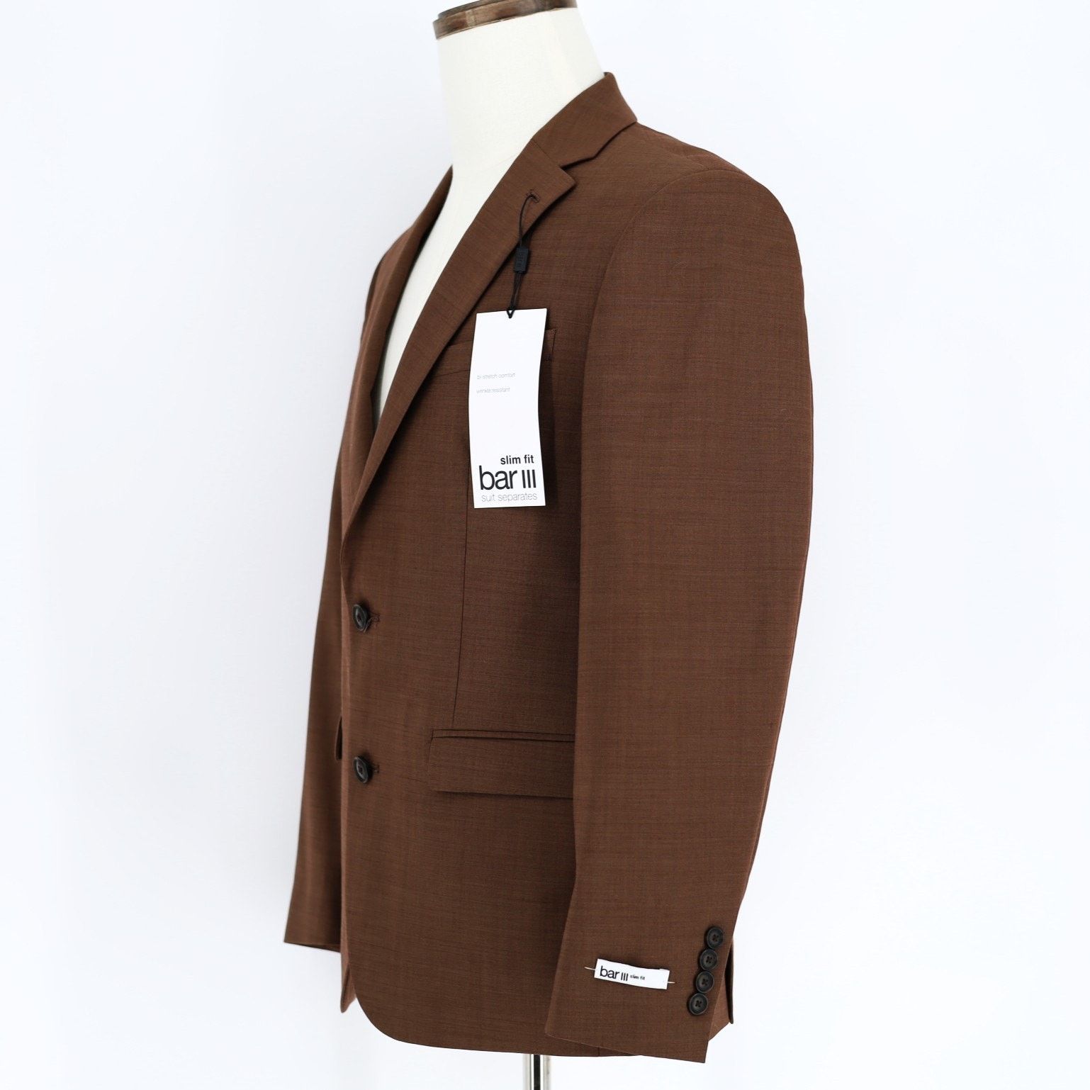 Bar III Bar III Men's Rust Brown Wool-Blend Slim Suit Jacket 38S Size 38S - 6 Thumbnail