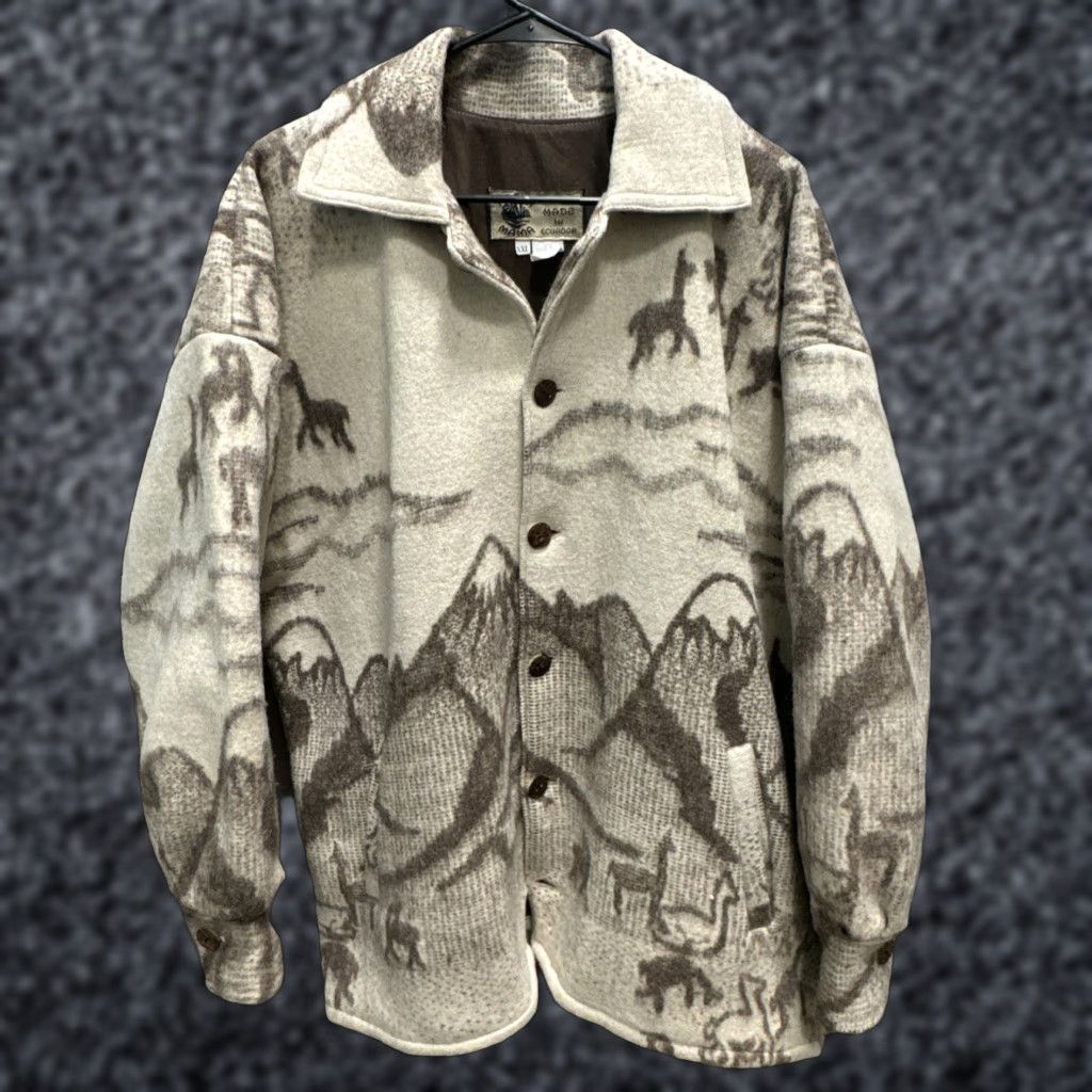 Vintage VINTAGE Pachamama Button-Down Jacket 2XL Wool Beige Animal Print Parka Mens Winter Retro Insulated Size US XXL / EU 58 / 5 - 1 Thumbnail