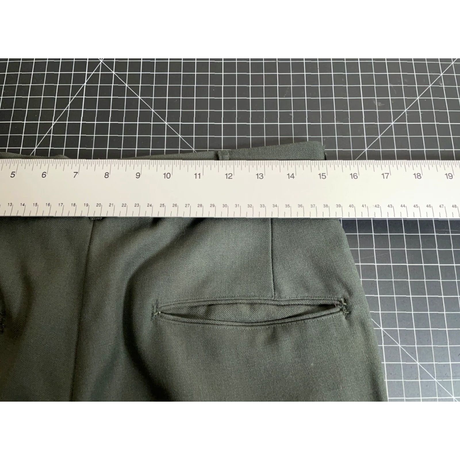 Olive Vintage Men's Army Wool Trousers 30x30 Olive Green Cotton Dress Pants Reg Army Uniform Size US 30 / EU 46 - 5 Thumbnail