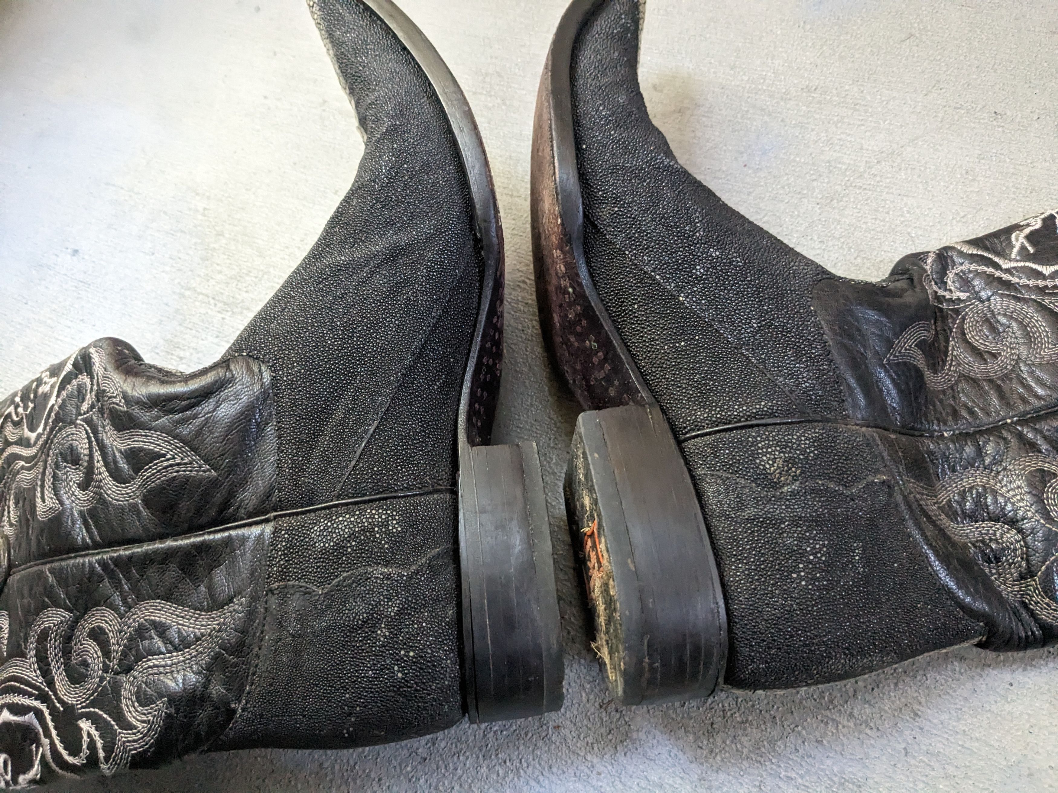 Vintage Black Stingray Cowboy Boots Leather 9.5 Botas Mexico Size US 9.5 / EU 42-43 - 14 Thumbnail