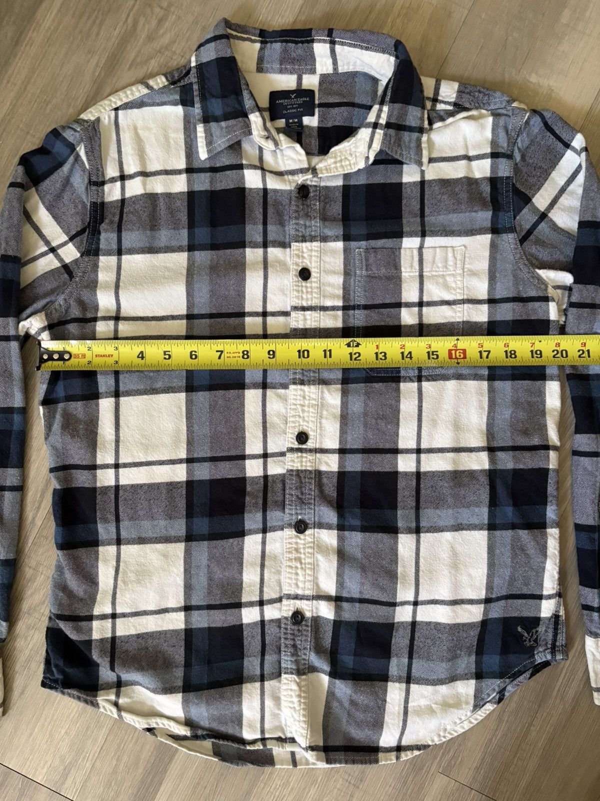 American Eagle Outfitters American Eagle Blue Flannel Long Sleeve Button Up Size US M / EU 48-50 / 2 - 4 Thumbnail