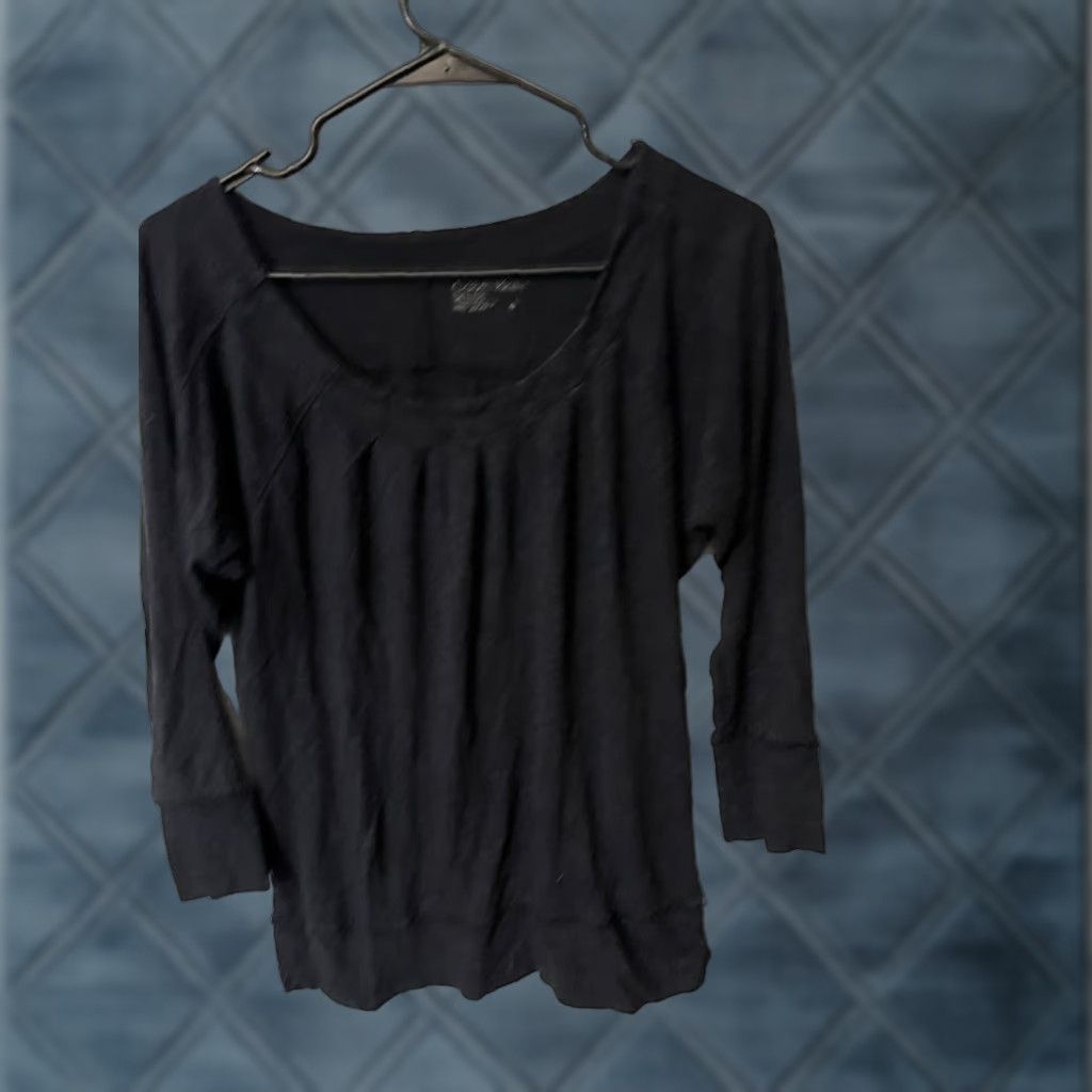 Calvin Klein Calvin Klein Women's Blouse Scoop Neck Pleated Shirt 3/4 Sleeve Gray Medium Classic Size M / US 6-8 / IT 42-44 - 1 Thumbnail