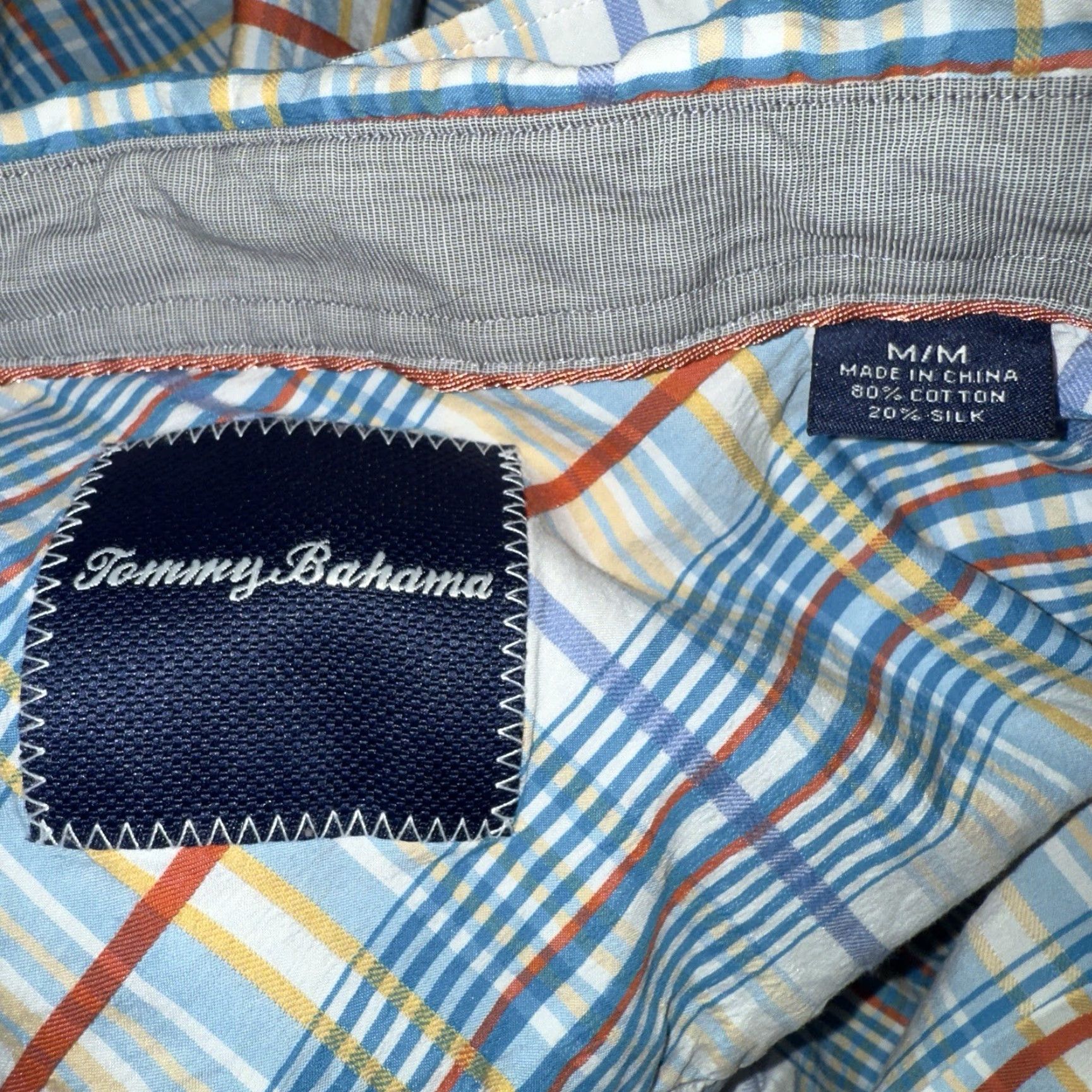 Tommy Bahama Tommy Bahama Plaid Cotton Blend Short Sleeve Button-Down Shirt Mens Size M Multicolor Size US 31 - 4 Thumbnail