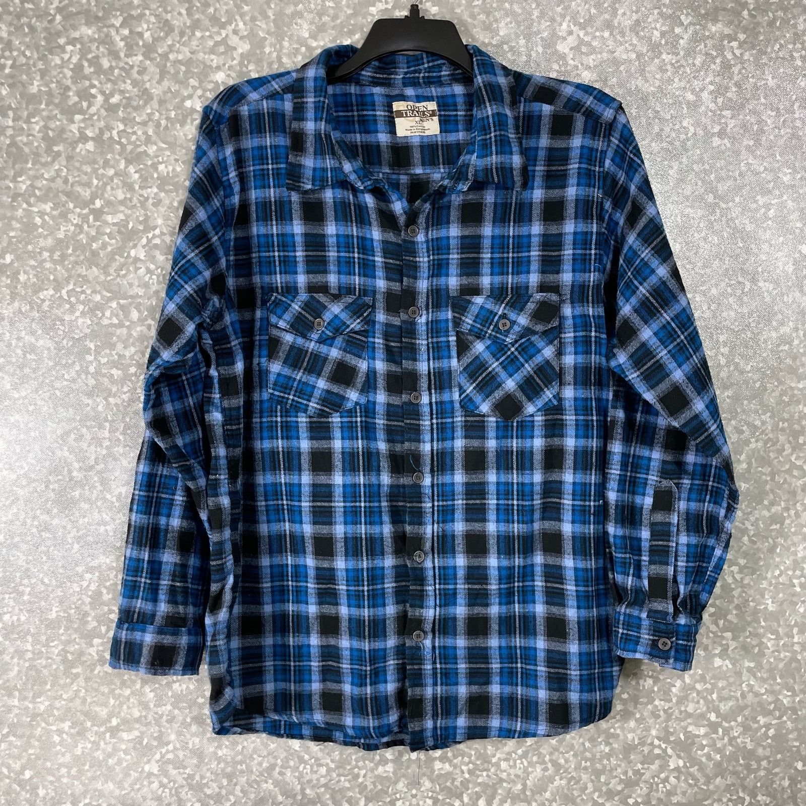 Vintage Open Trails Blue Plaid Workwear Flannel Button Up Shirt - XL Size US XL / EU 56 / 4 - 1 Thumbnail