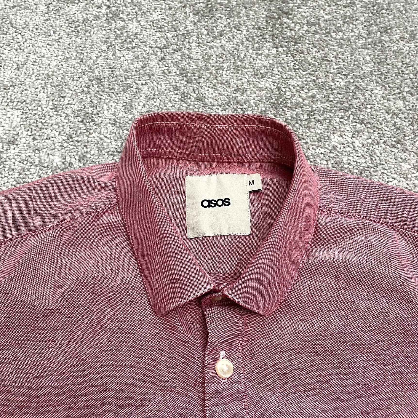 Asos VINTAGE ASOS Men's Button-Down Shirt Short Sleeve Casual Preppy Cotton Red M Size US M / EU 48-50 / 2 - 3 Thumbnail