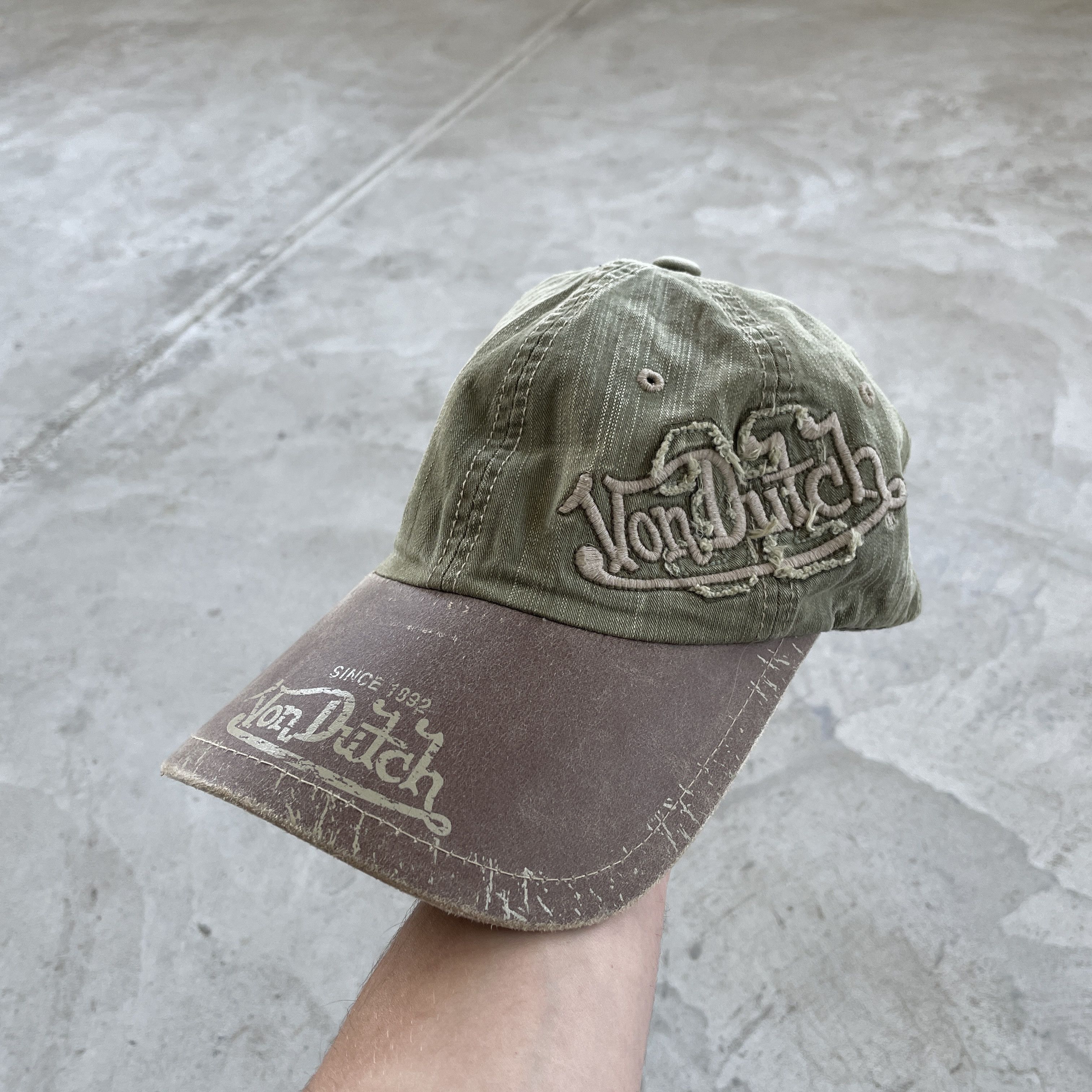 Von Dutch Von Dutch Distressed Khaki Green Brown Hat Cap Vintage Size ONE SIZE - 1 Thumbnail