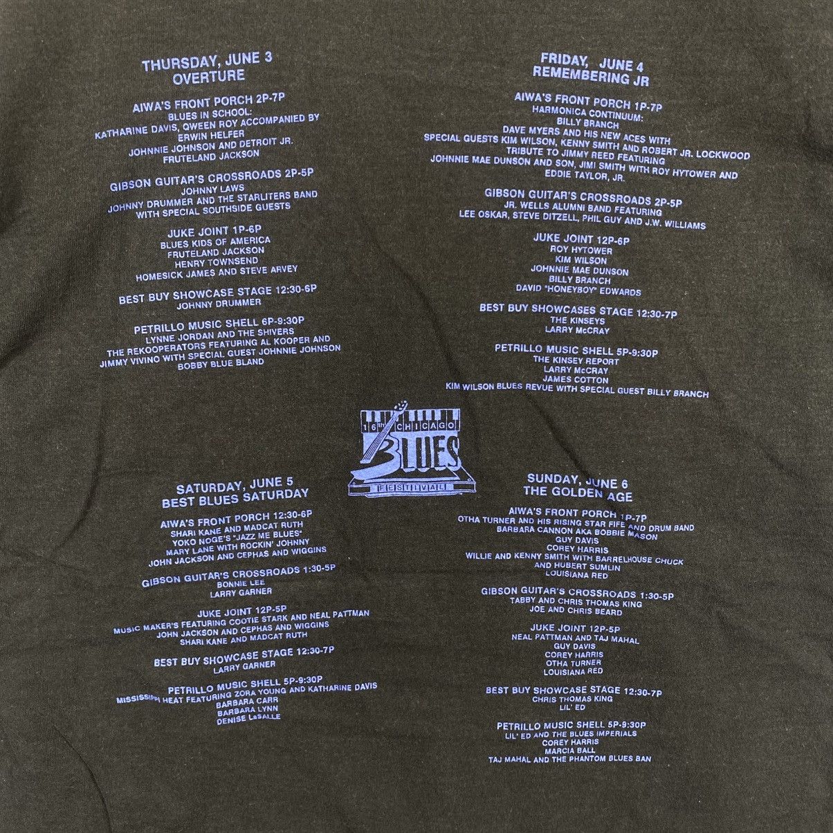 Vintage Vintage 00's 16th CHICAGO BLUES FESTIVAL Graphic Tee Shirt Size US L / EU 52-54 / 3 - 6 Thumbnail