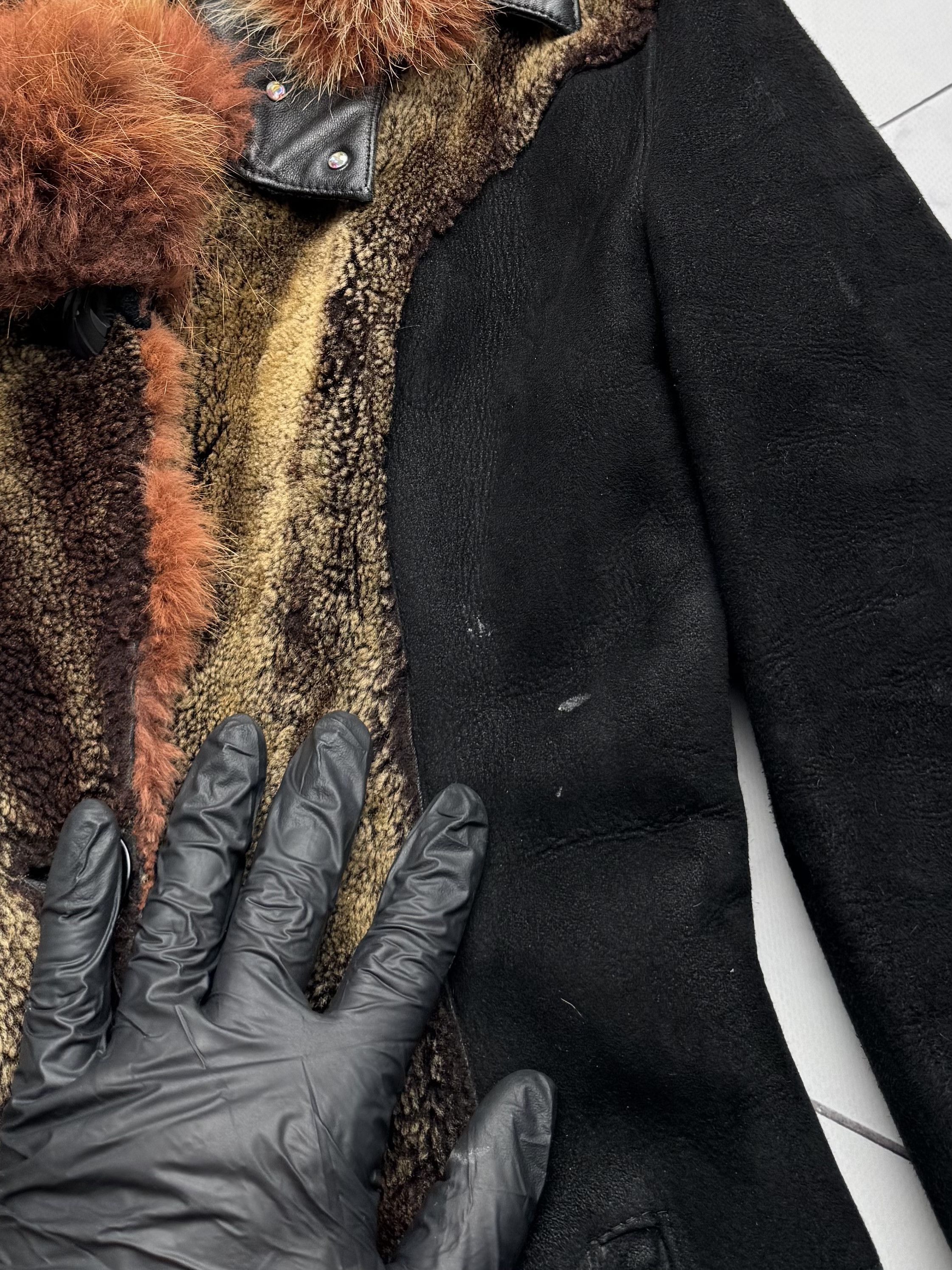 Vintage Vintage Real Sheepskin Coat With Real Fur Neck (B505)E2D15 Size XS / US 0-2 / IT 36-38 - 4 Thumbnail