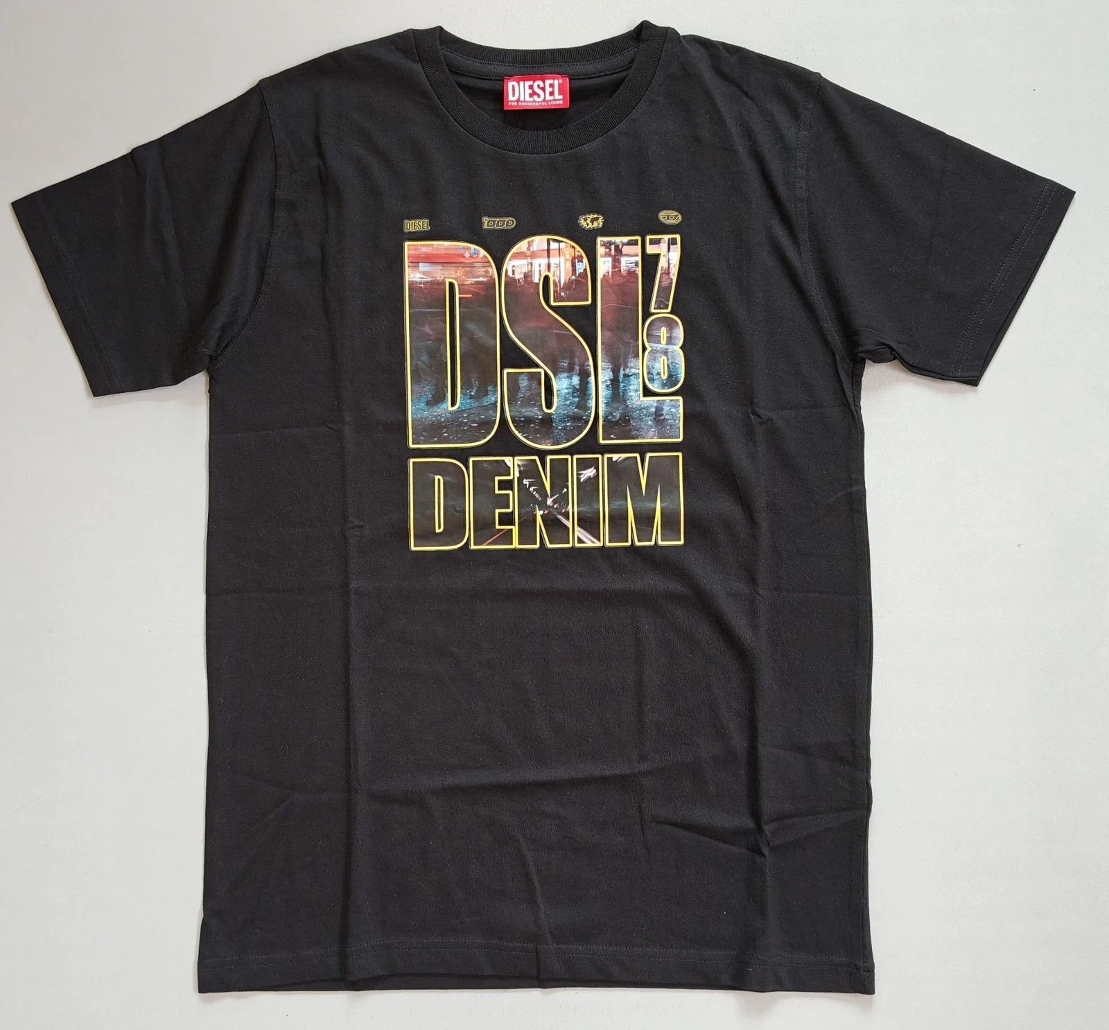 Diesel DIESEL Black T-shirt with DSL 78 Denim print T 4165 Size US S / EU 44-46 / 1 - 2 Thumbnail