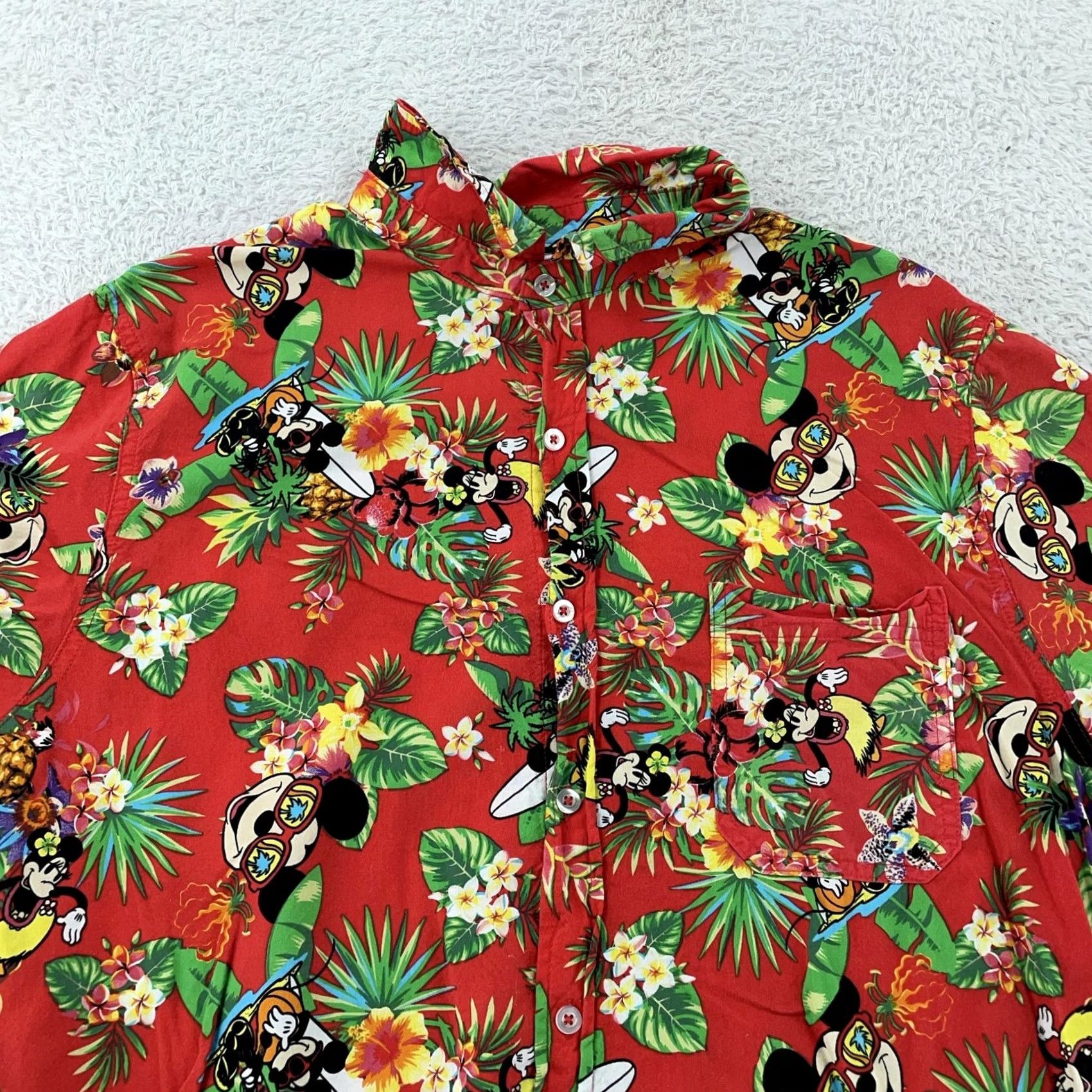 Disney Disney Mickey Minnie Mouse Shirt Mens Large Red Hawaiian Aloha Button Up Size US L / EU 52-54 / 3 - 2 Thumbnail