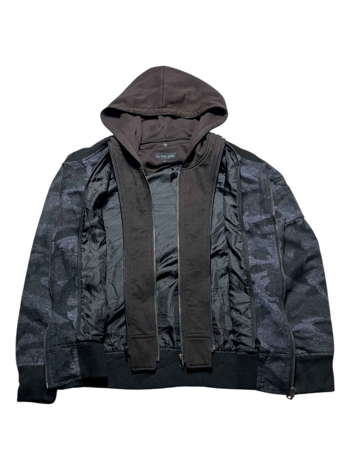 Japanese Brand 2000s In The Attic Japanese Double Layer Zipp Camo Hoodie Size US L / EU 52-54 / 3 - 4 Thumbnail
