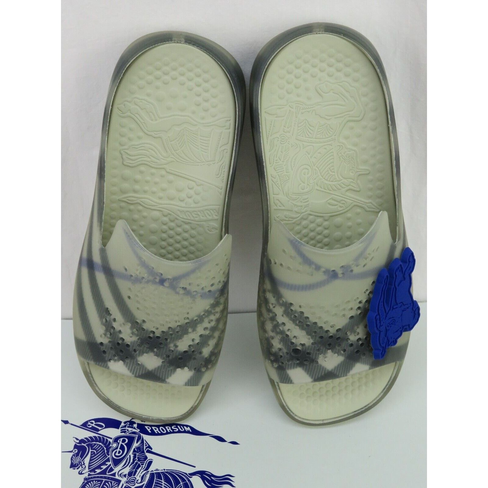 Burberry BURBERRY STINGRAY GRAY RUBBER CHECK & CHARM LOGO SANDALS 41 Size US 8 / EU 41 - 12 Thumbnail