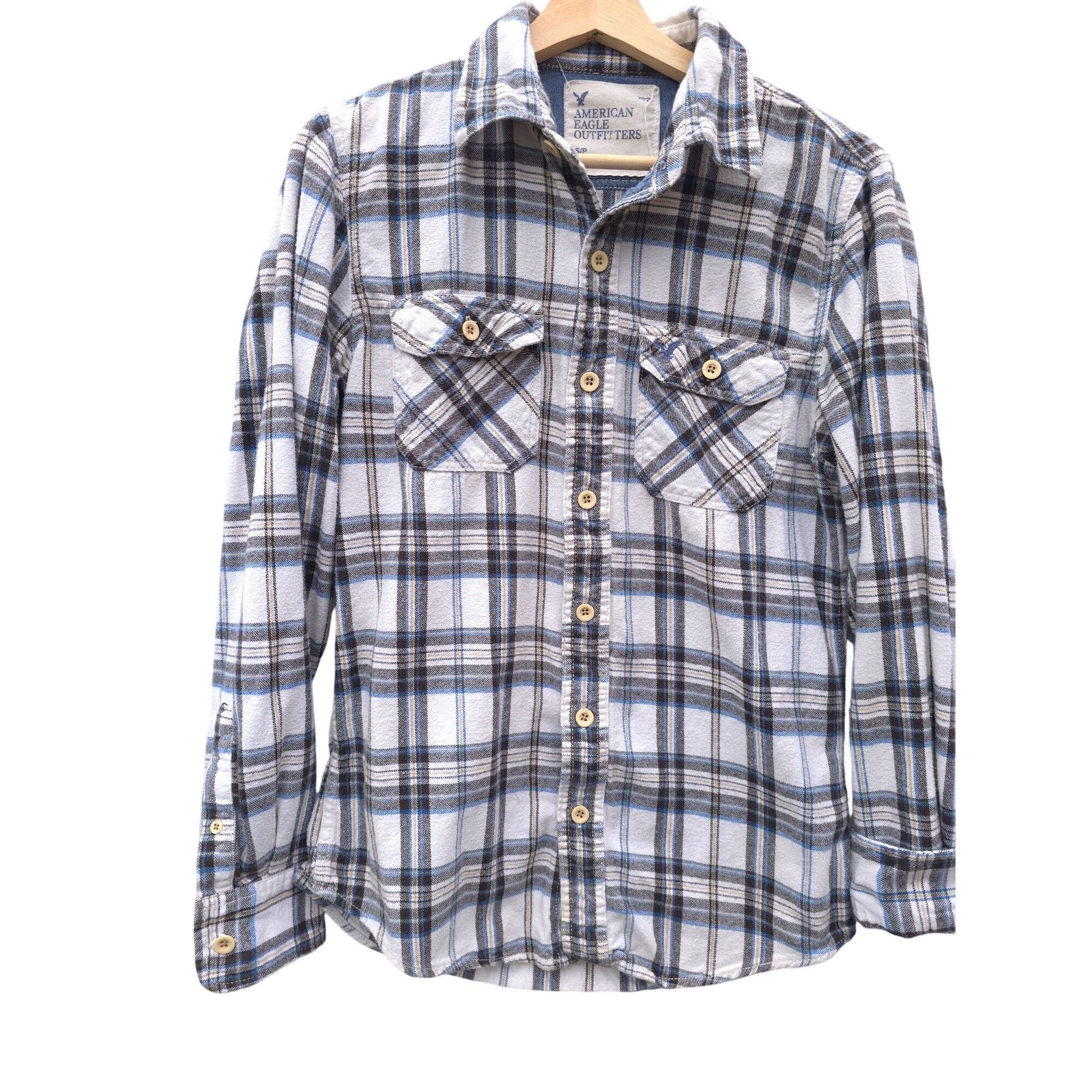 American Eagle Outfitters American Eagle Outfitters Plaid Button-Up Shirt S/P Blue Whi Size S / US 4 / IT 40 - 2 Thumbnail