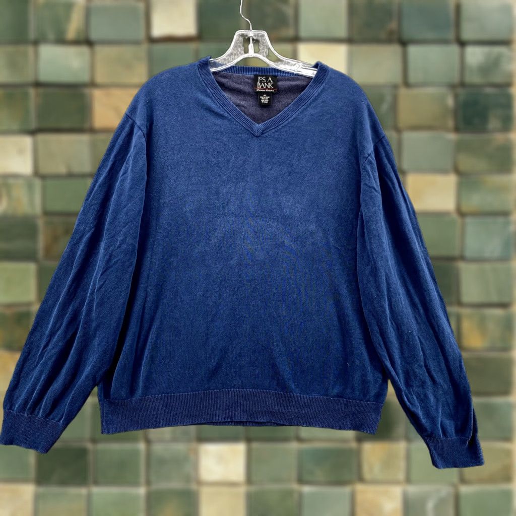 Jos. A. Bank Jos.A Bank Sweater Men XL Blue 100% Silk Classic Office Preppy Academia Corpcore Size US XL / EU 56 / 4 - 1 Thumbnail