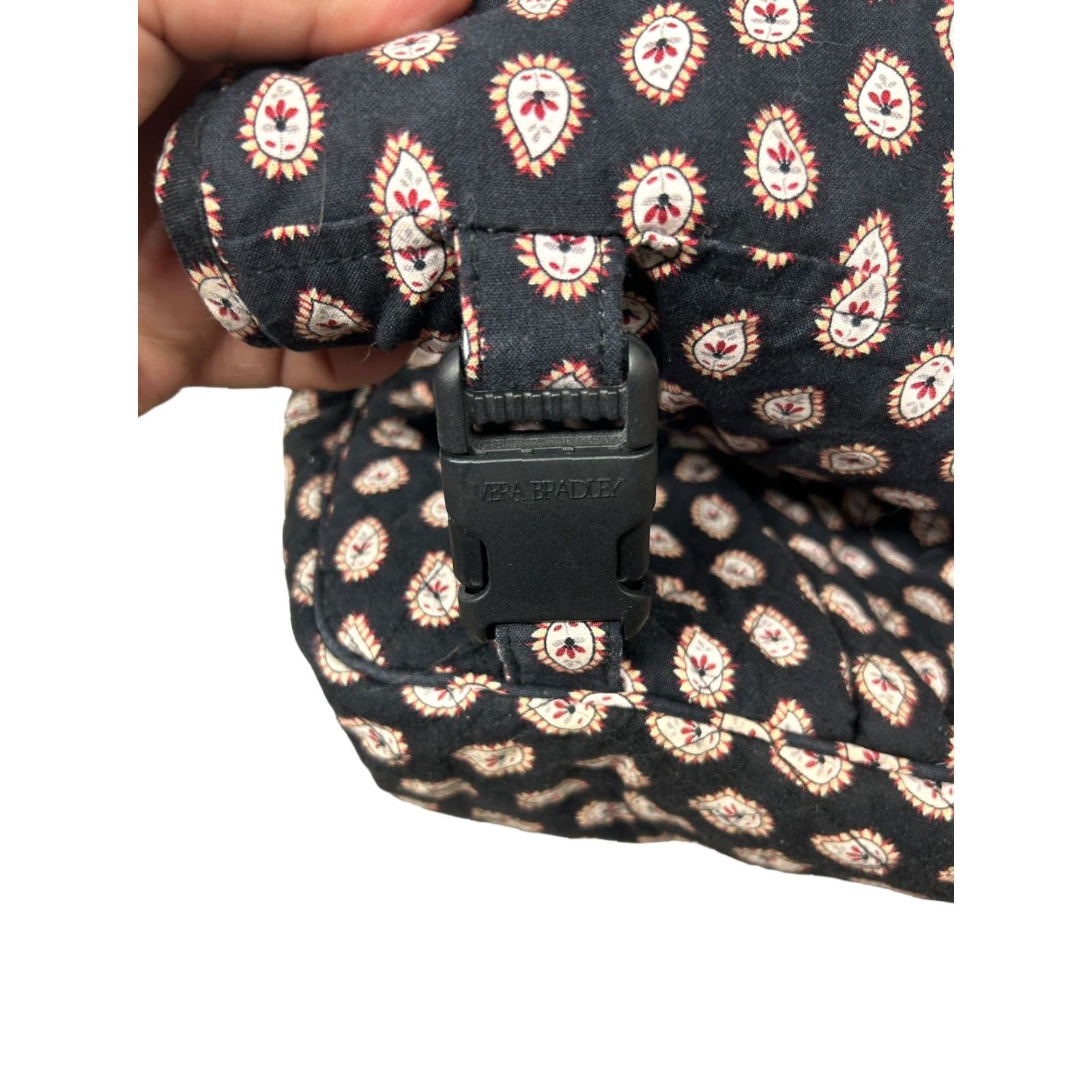 Vintage Vera Bradley Crossbody Messenger Bag Black Paisley Women’s Purse Medium Size ONE SIZE - 4 Thumbnail