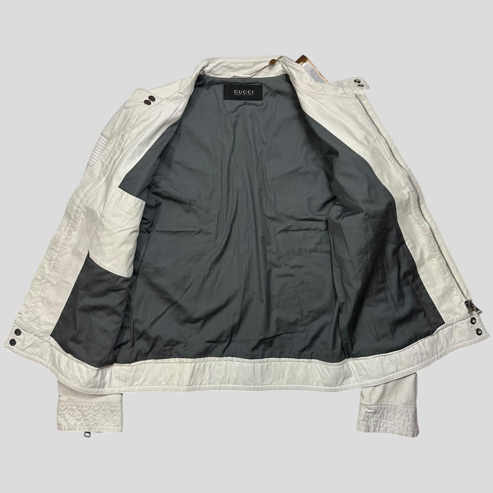 Gucci Gucci 2010 Nappa Leather Café Perforated Biker Jacket - M Size US M / EU 48-50 / 2 - 6 Thumbnail