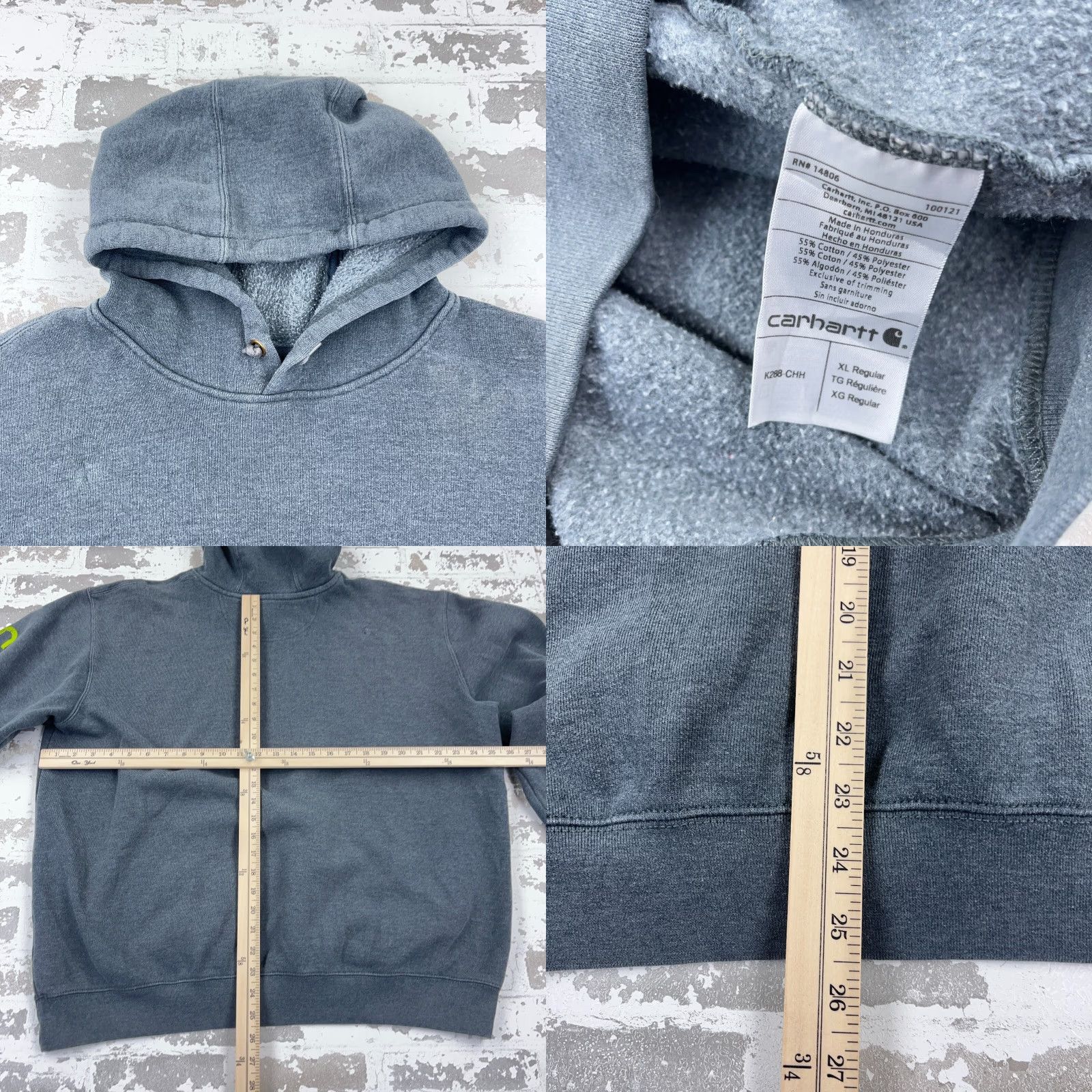 Carhartt Carhartt Hoodie Men XL Gray Regular Fit Fleece Pullover Crew Neck Embroidered Logo Mens Size US XL / EU 56 / 4 - 8 Thumbnail