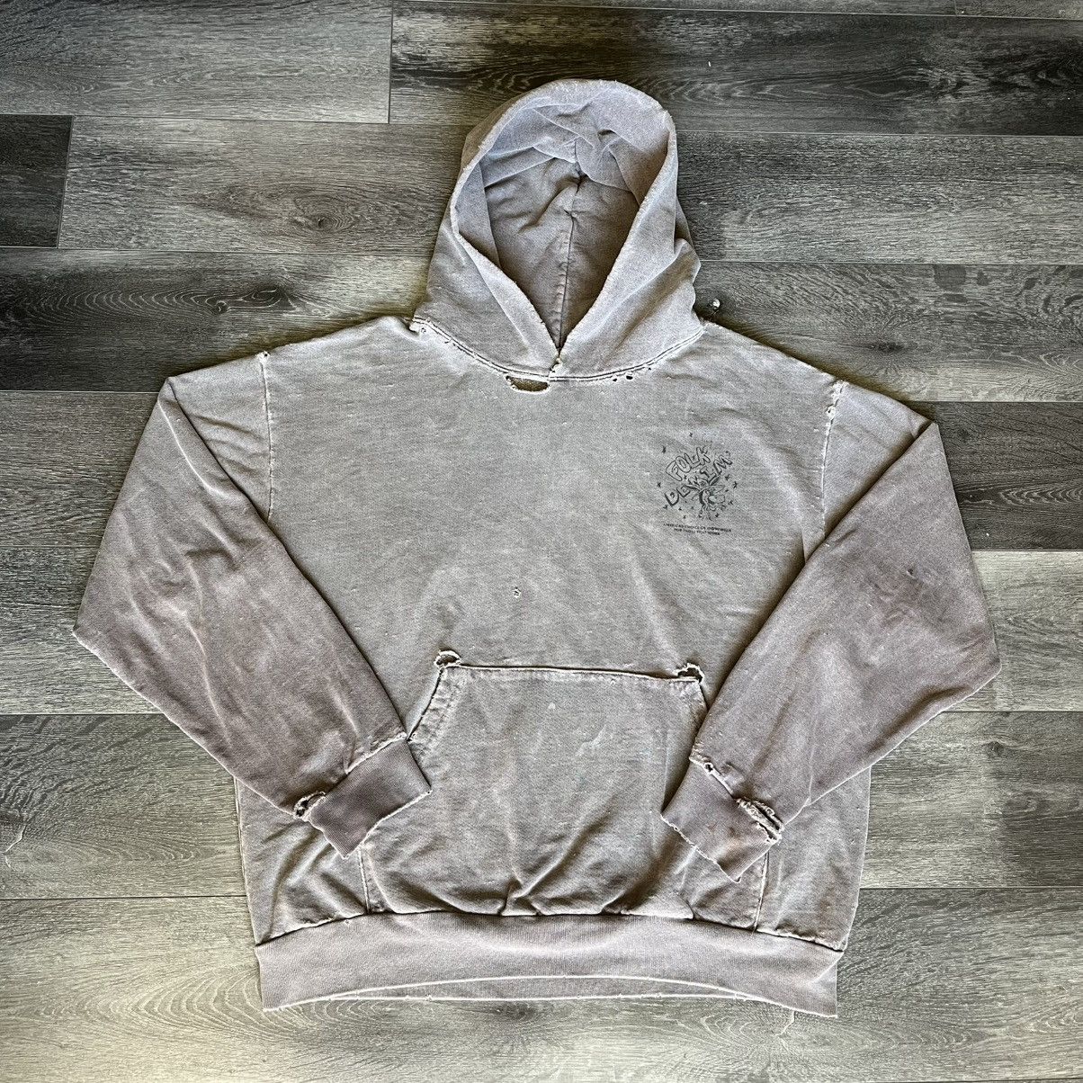 Kentucky Boy Tyler Kentucky Boy Tyler KBT Folk Denim Distressed Washed Hoodie Size US XL / EU 56 / 4 - 2 Thumbnail