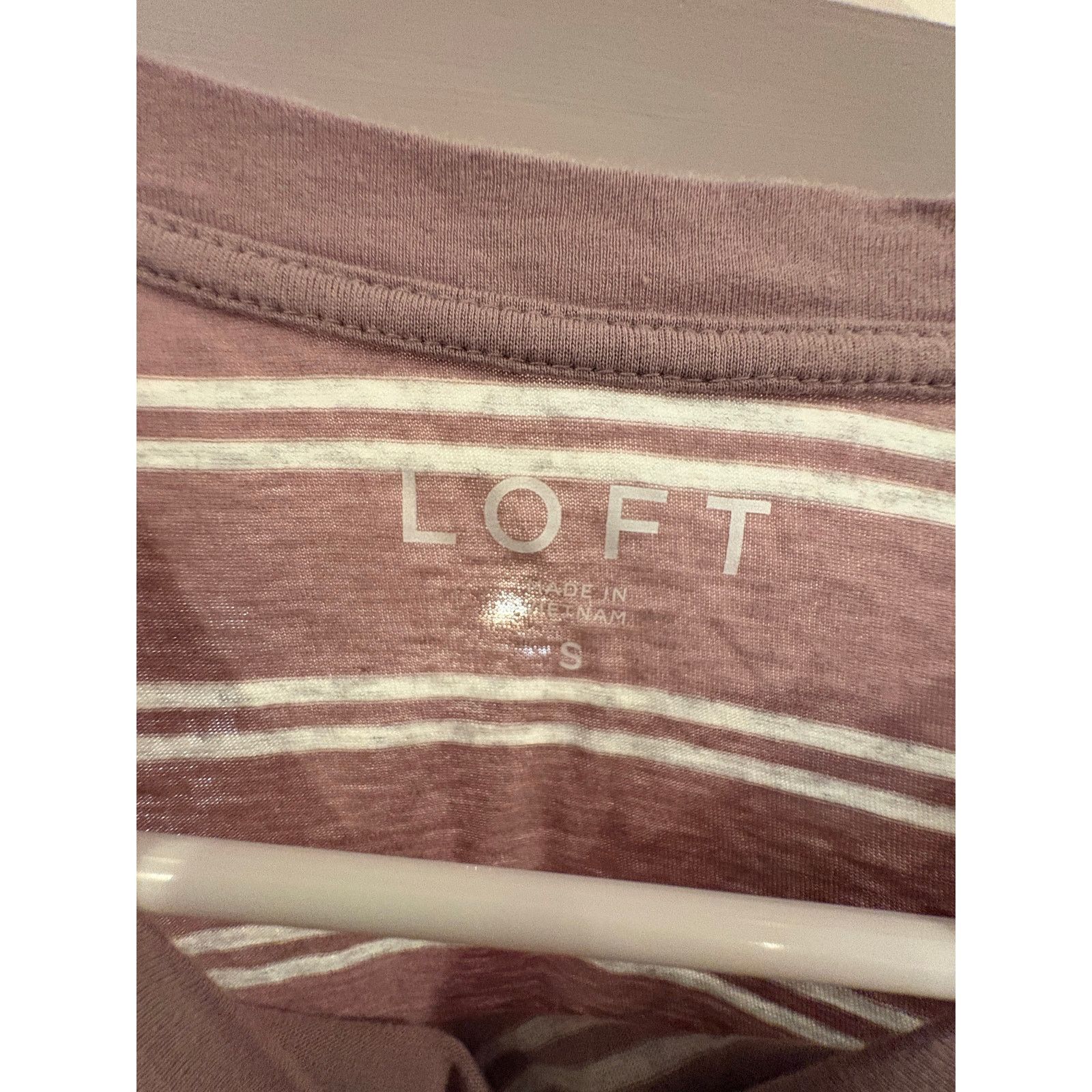 Loft LOFT Mauve White Striped Long Sleeve T-Shirt Women’s Small Size S / US 4 / IT 40 - 3 Thumbnail