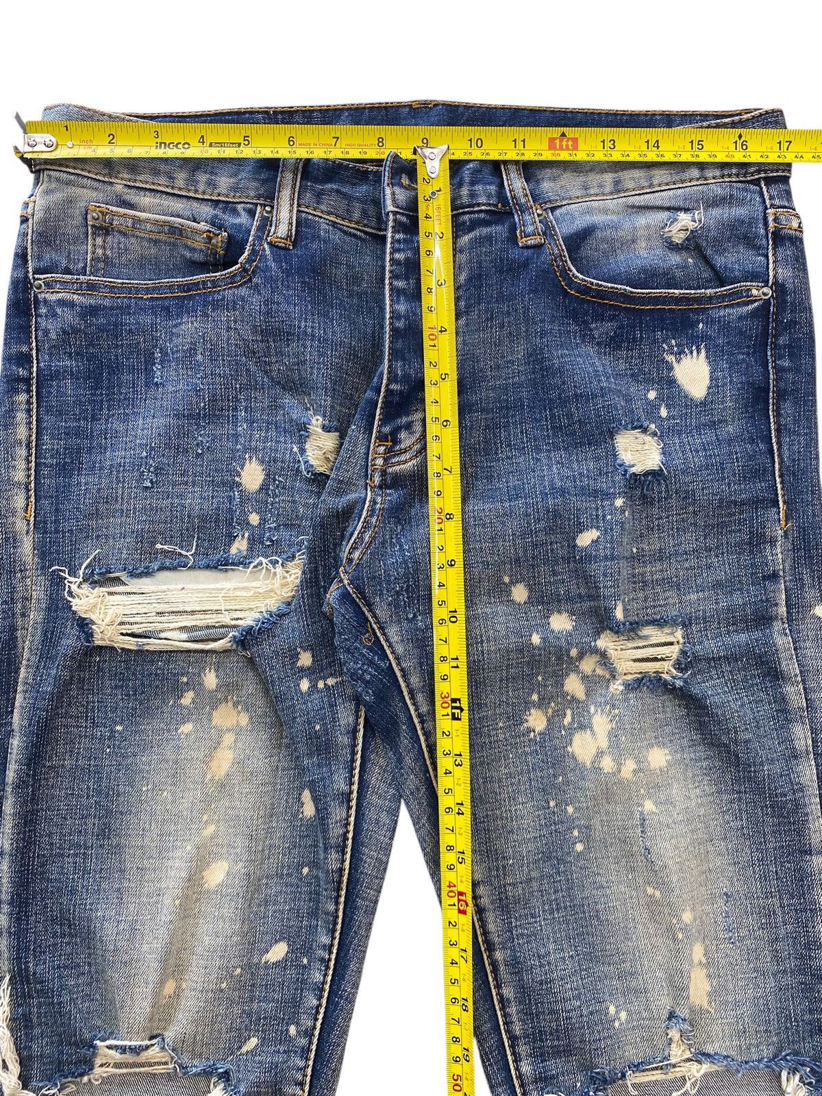 MNML Mnml Ripped Paint Splatter Style Skinny Leg Jeans Size US 34 / EU 50 - 6 Thumbnail