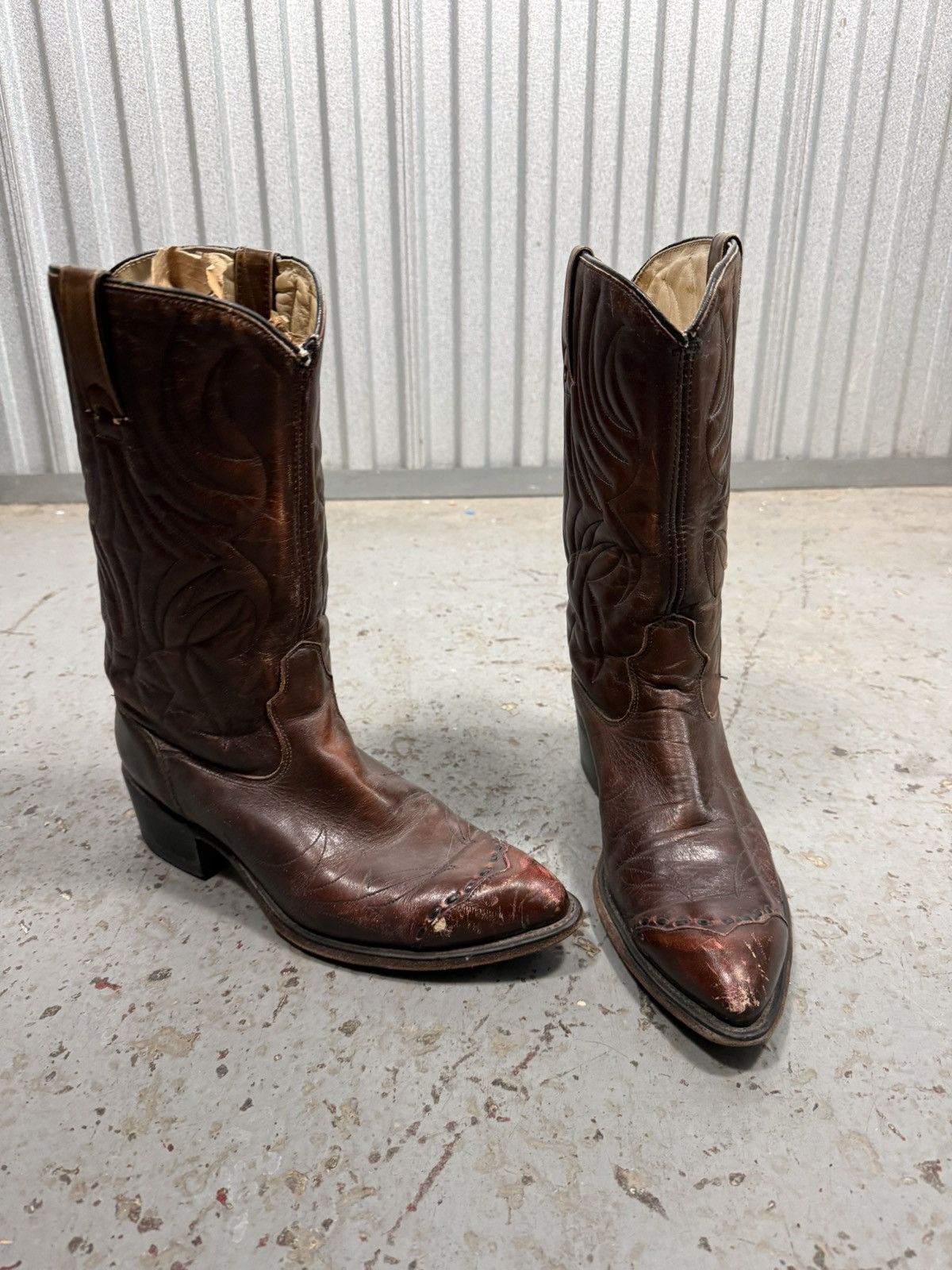 Other 70s Vintage Made in Usa Dark Brown Stock Show Cowboy Boots Size US 9.5 / EU 42-43 - 4 Thumbnail