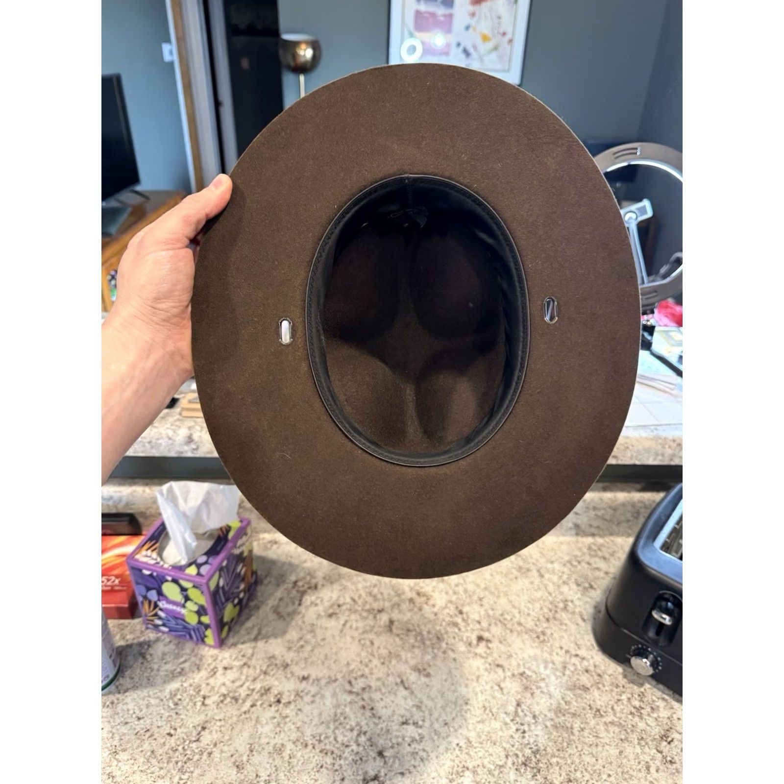 FELT VINTAGE Stratton Self Forming Drill Sergeant Instructor Wool Felt Hat 7 USA Size ONE SIZE - 6 Thumbnail