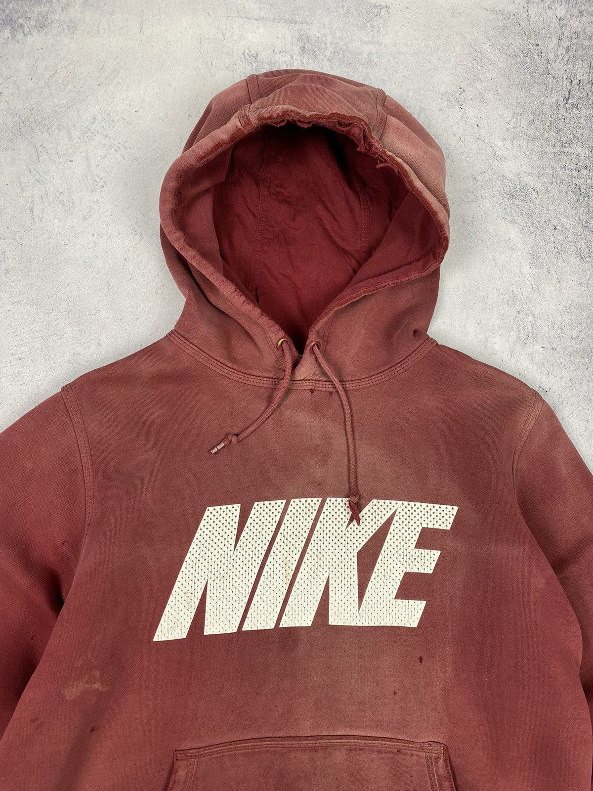 Nike × Vintage Vintage 00s Nike Big Logo Swoosh Distressed Hoodie y2k Drill Size US S / EU 44-46 / 1 - 3 Thumbnail