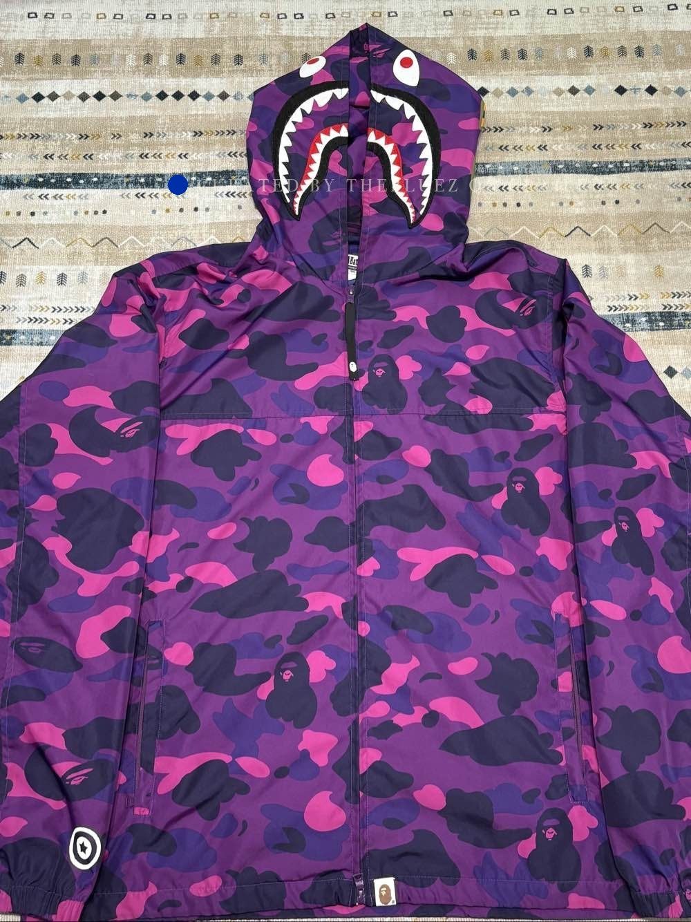 Bape Purple Camo Shark Mouth Hooded Light Jacket XL Size US XL / EU 56 / 4 - 1 Thumbnail