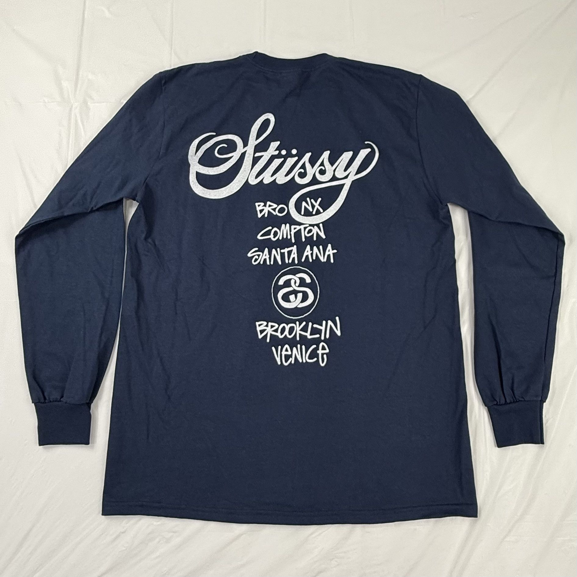 Stussy Stussy World Tour Long Sleeve T-Shirt Navy Blue Mens Medium Size US M / EU 48-50 / 2 - 2 Thumbnail