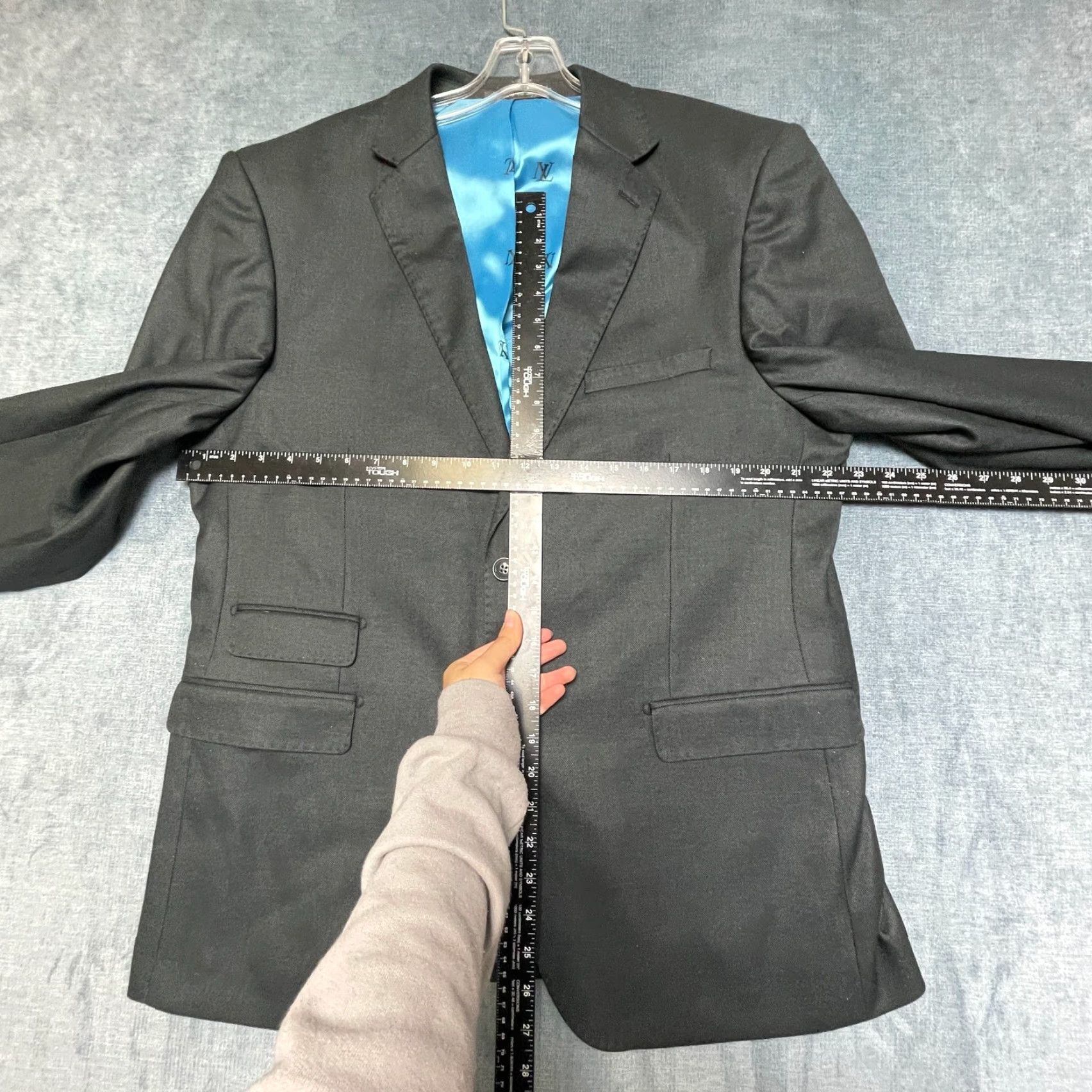 Vintage Luciano Natazzi Blazer Jacket Mens 44R Black Lined Single Breasted Modern Fit Blazer Jacket Mens 44 Black Modern Fit Size 44R - 5 Thumbnail