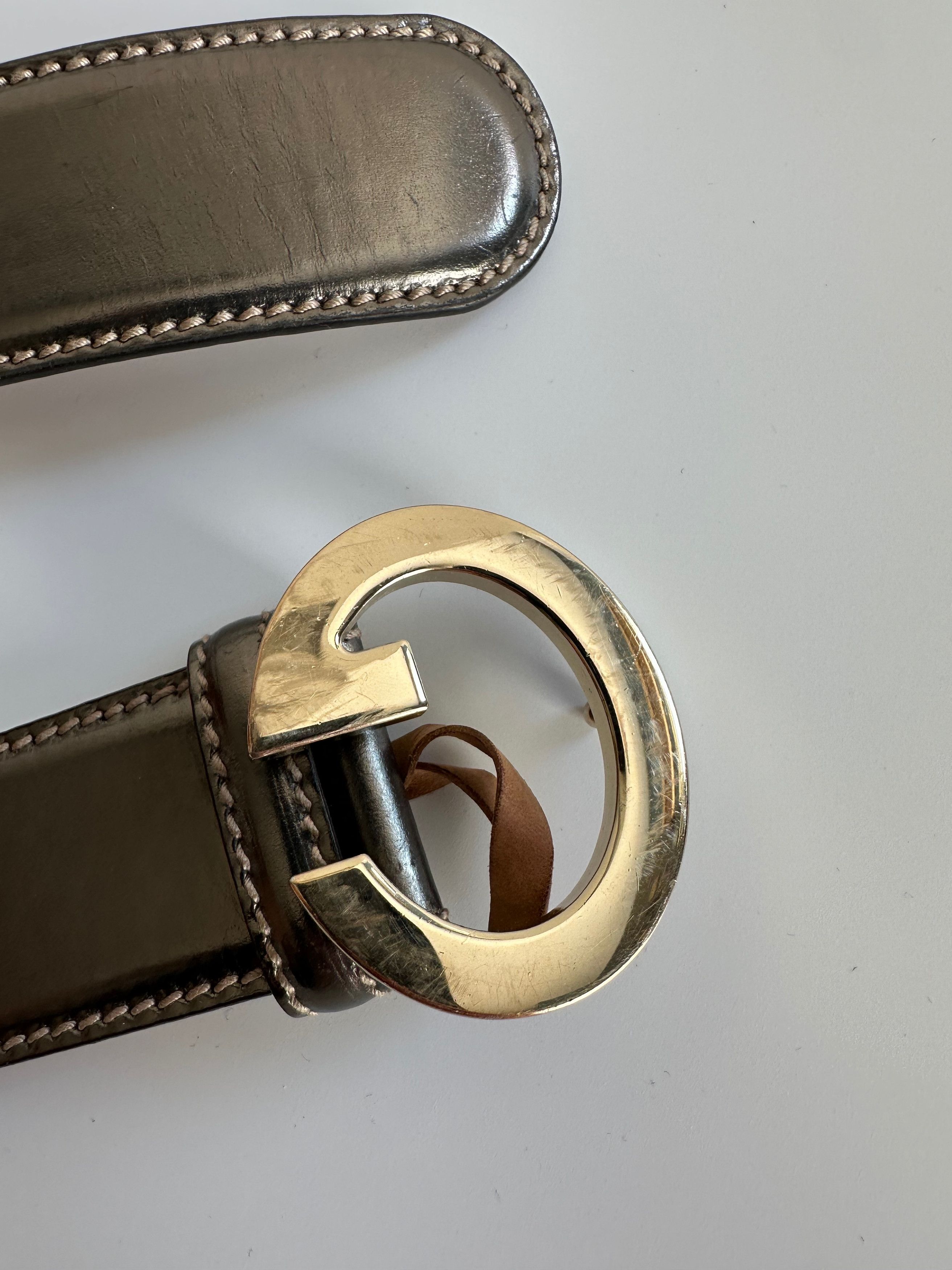 Gucci GUCCI G Buckle patent Leather Belt Bronze Size ONE SIZE - 5 Thumbnail