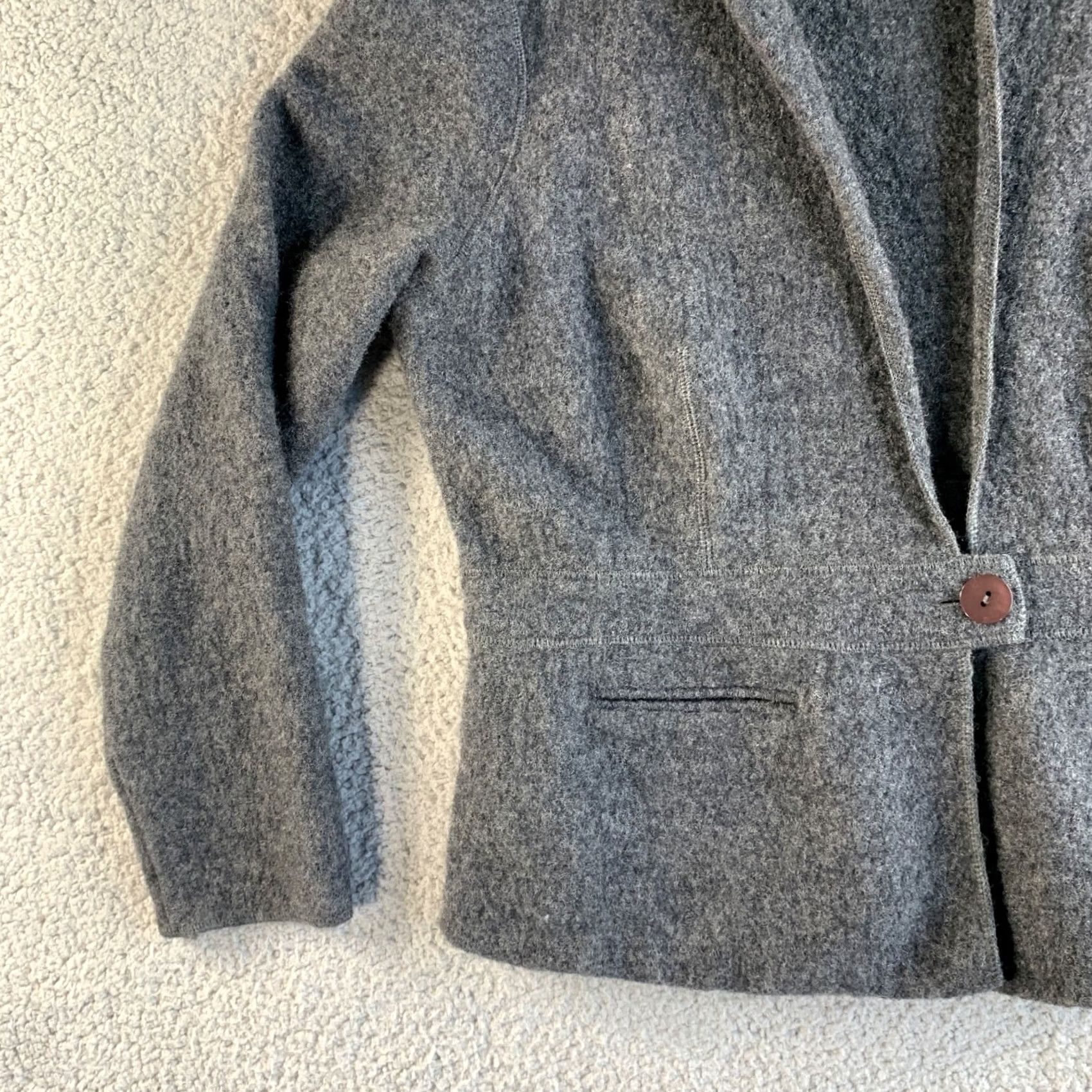 Talbots Talbots Jacket Womens XL Gray 100% Wool Blazer Open Front Shetland Coat 1 Button Size XL / US 12-14 / IT 48-50 - 6 Thumbnail