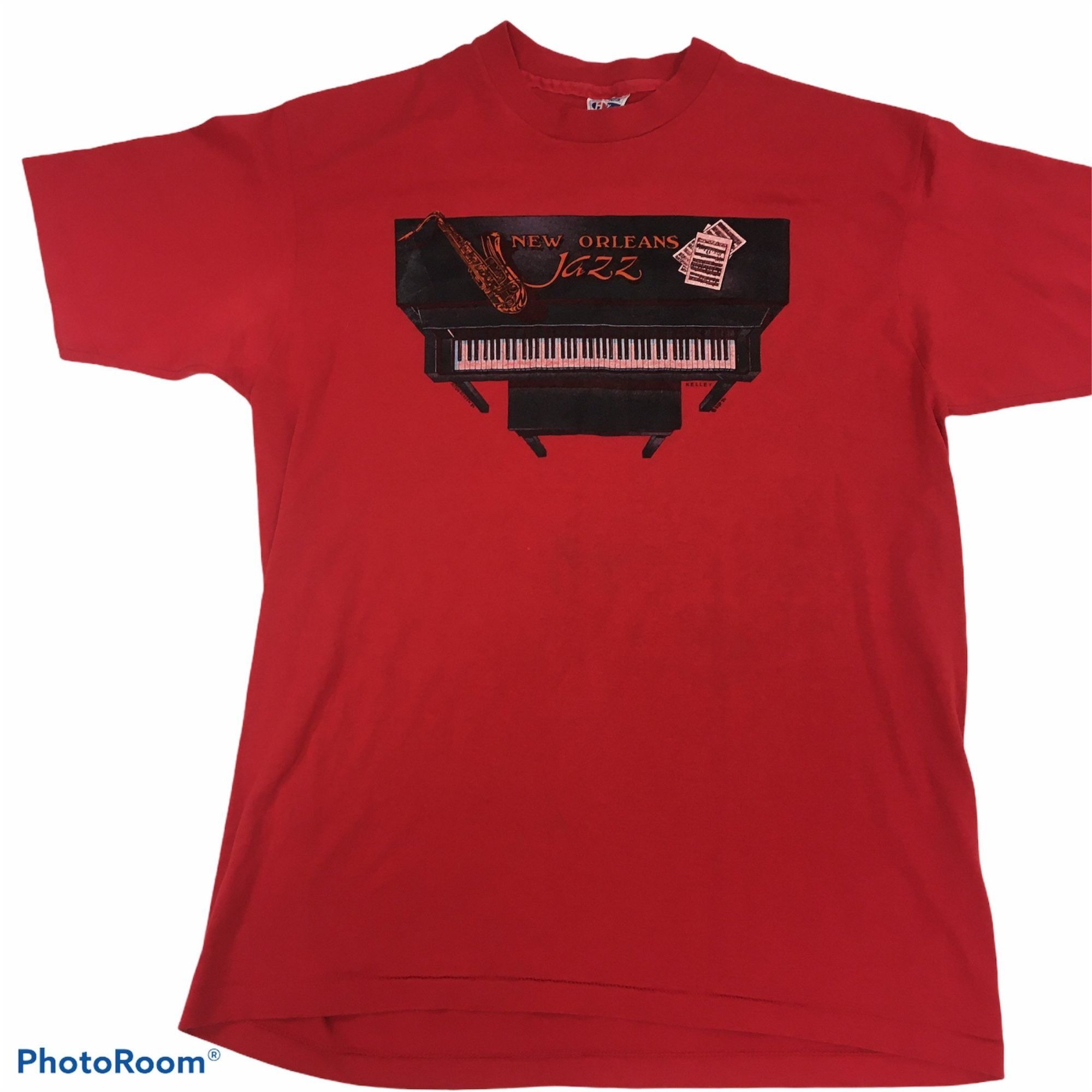 Hanes Vintage 80's Hanes Men Red New Orleans JAZZ 1986 Graphic Blu Size US L / EU 52-54 / 3 - 2 Thumbnail