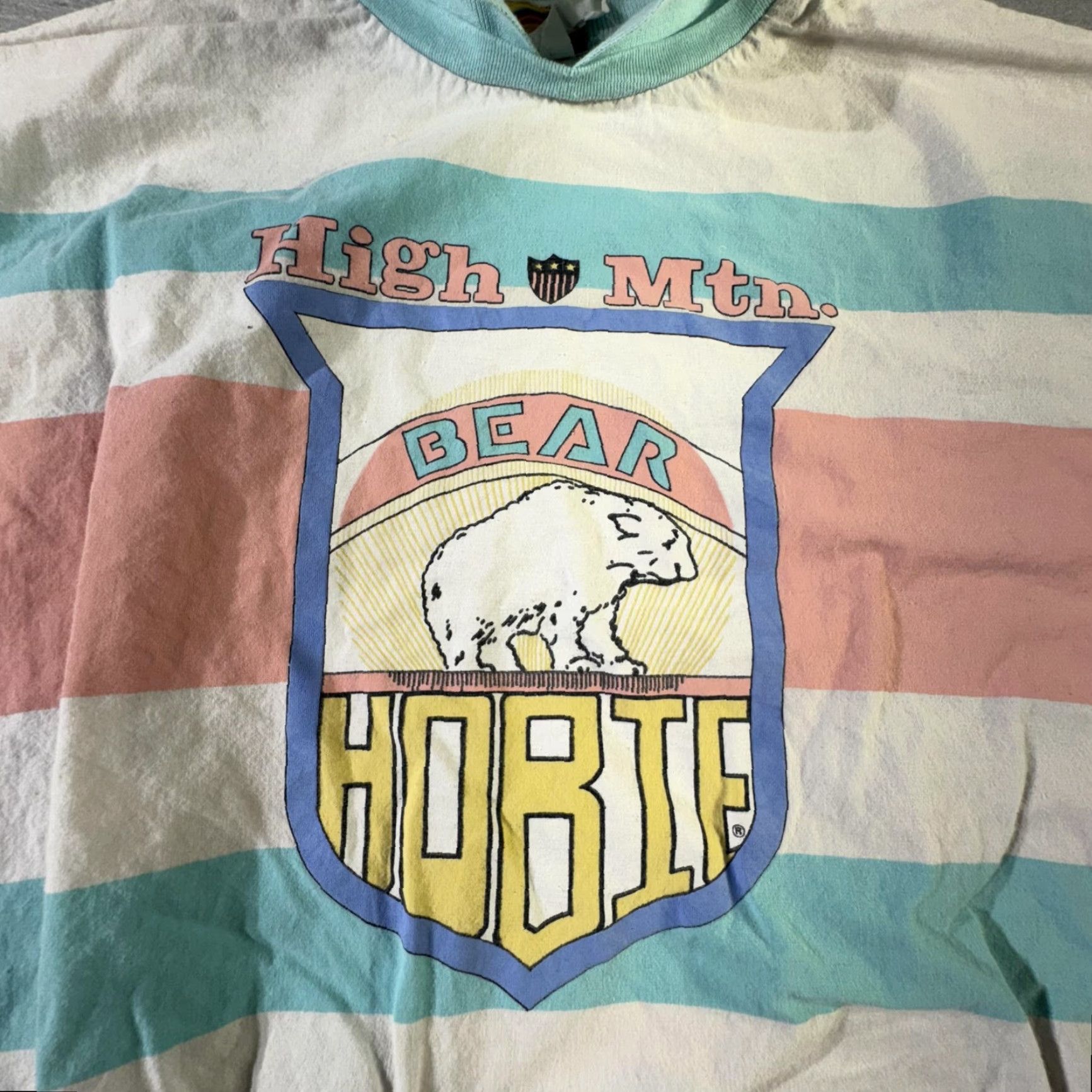 Vintage Vintage Hobie Mens T-Shirt 80s Retro Striped Cotton Pullover Crewneck Medium Pastel Bears Size US M / EU 48-50 / 2 - 4 Thumbnail