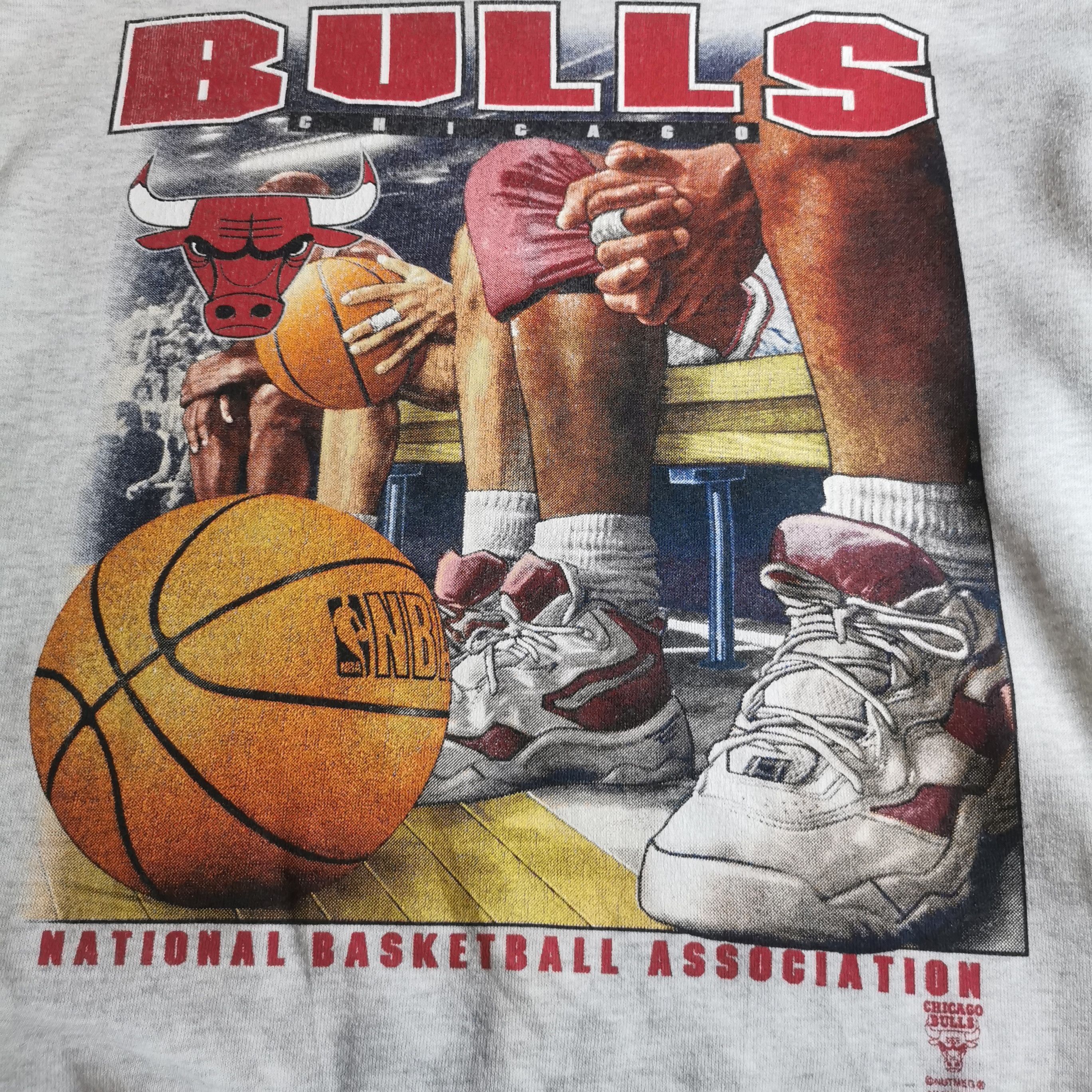 NBA 90s Vintage Chicago Bulls Foot Bench Sweatshirt Streetwear Size US XL / EU 56 / 4 - 6 Thumbnail