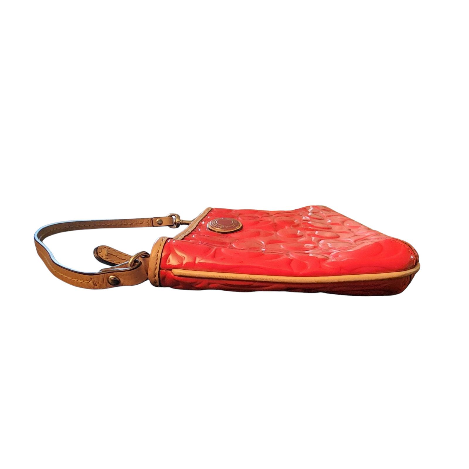Coach Coach Patent Leather Embossed Clutch Pouchette Wristlet Pink Size ONE SIZE - 5 Thumbnail