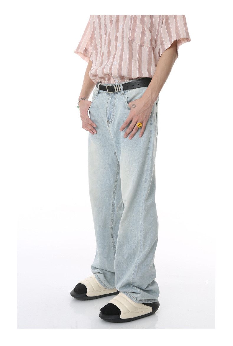 Japanese Brand × Jean Simple Japanese straight loose whitened light blue jeans Size US 32 / EU 48 - 2 Thumbnail