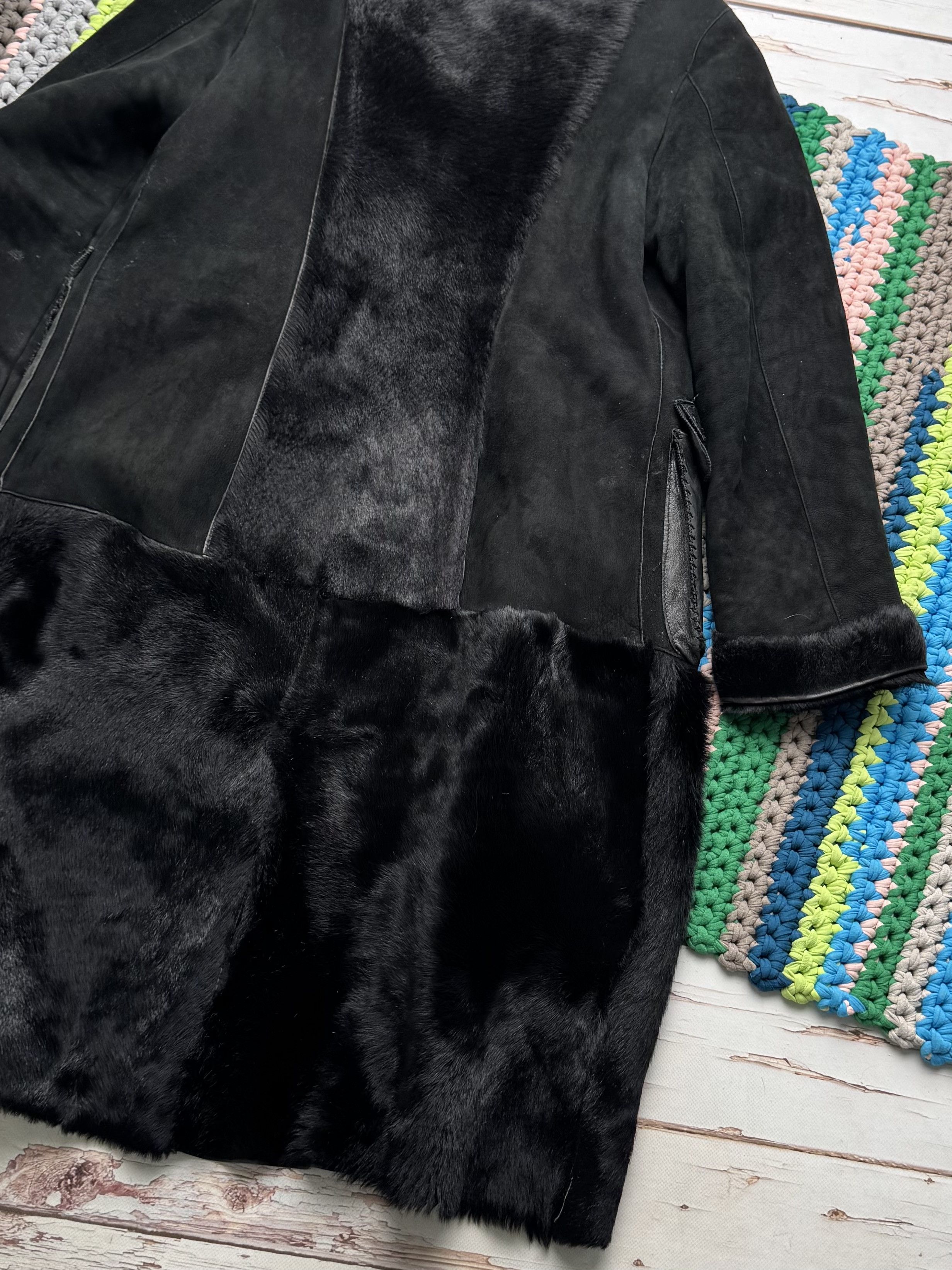 Vintage Vintage Shearling Leather Long Winter Coat Y2K Gothic Size M / US 6-8 / IT 42-44 - 24 Thumbnail