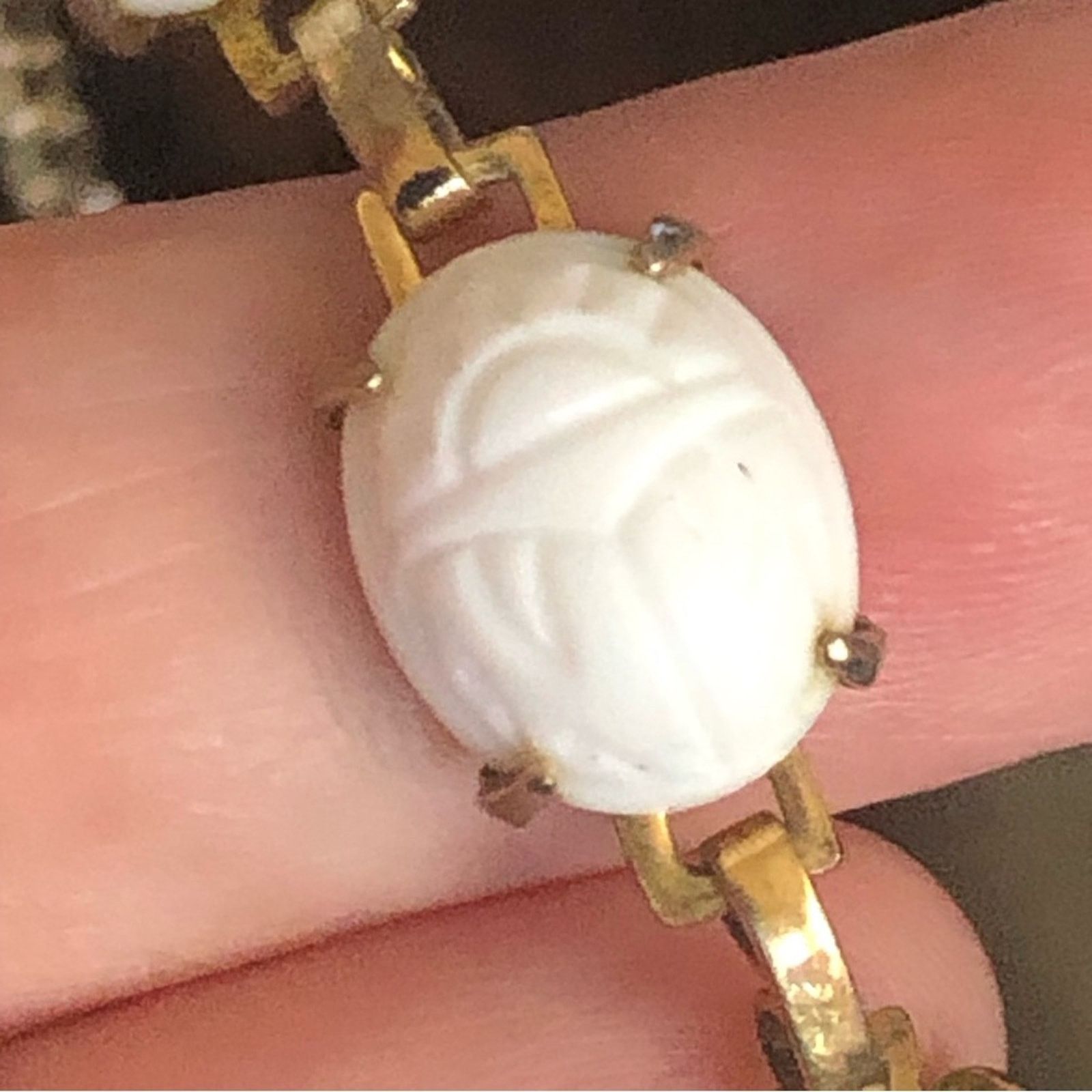 Vintage Vintage 40s-50s carved opal scarab gold bracelet Size ONE SIZE - 4 Thumbnail