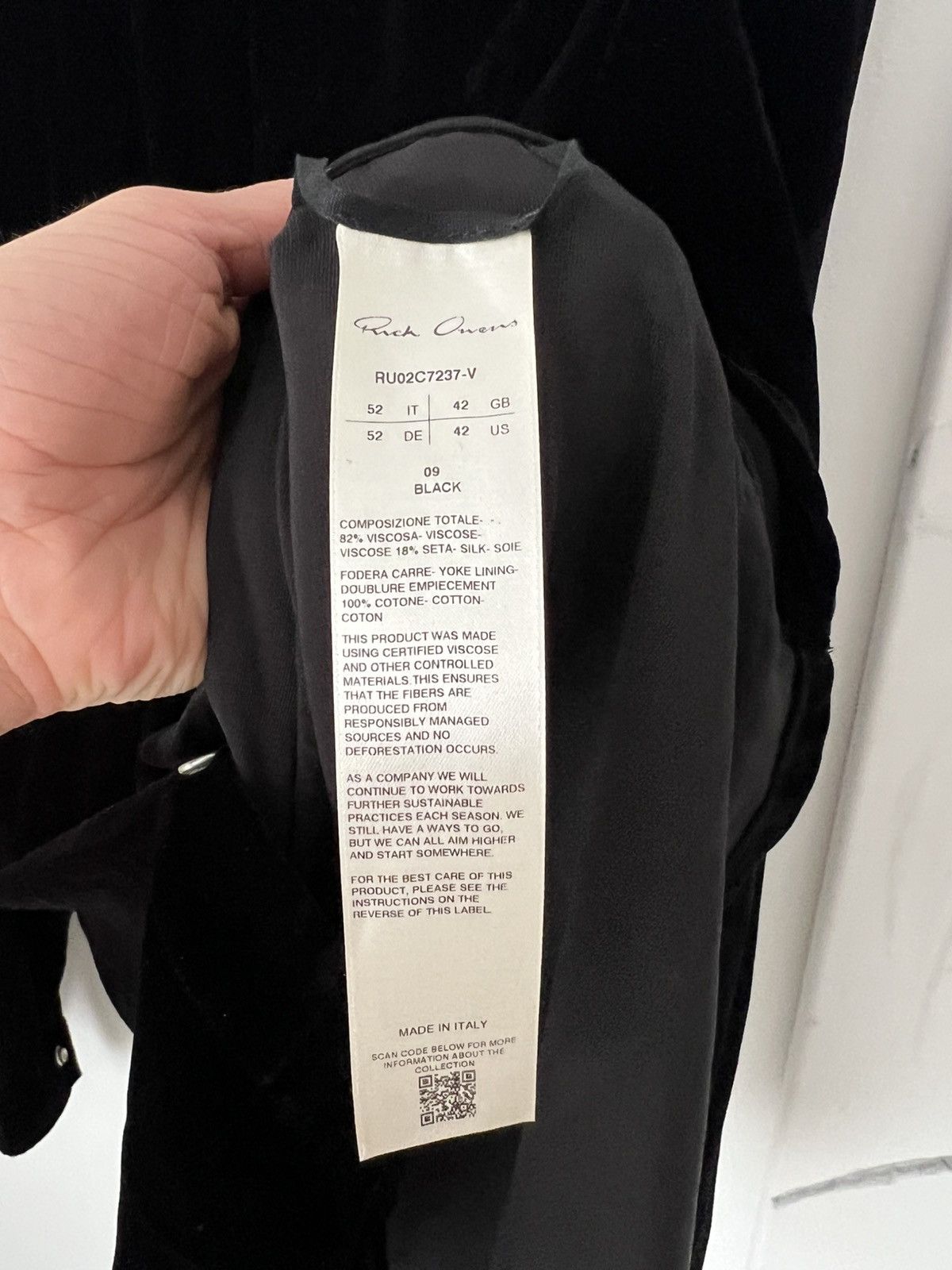 Rick Owens RICK OWENS LUXOR BLACK VELVET BUTTON UP Size US L / EU 52-54 / 3 - 3 Thumbnail