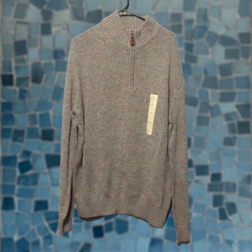 Vintage St. John's Bay Mens XL 1/4 Zip Pullover Sweater Thick Knit Gray Marl NWT Pullover Knit Mock Neck Zipper Button Pattern Solid Accessories Logo Size US XL / EU 56 / 4 - 1 Thumbnail
